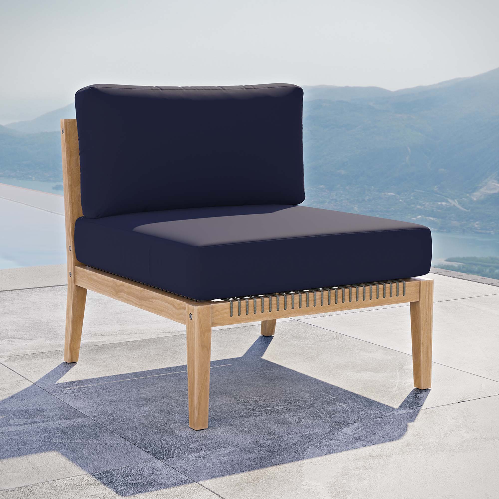 Clearwater Outdoor Patio Teak Wood Armless Chair - Image 16