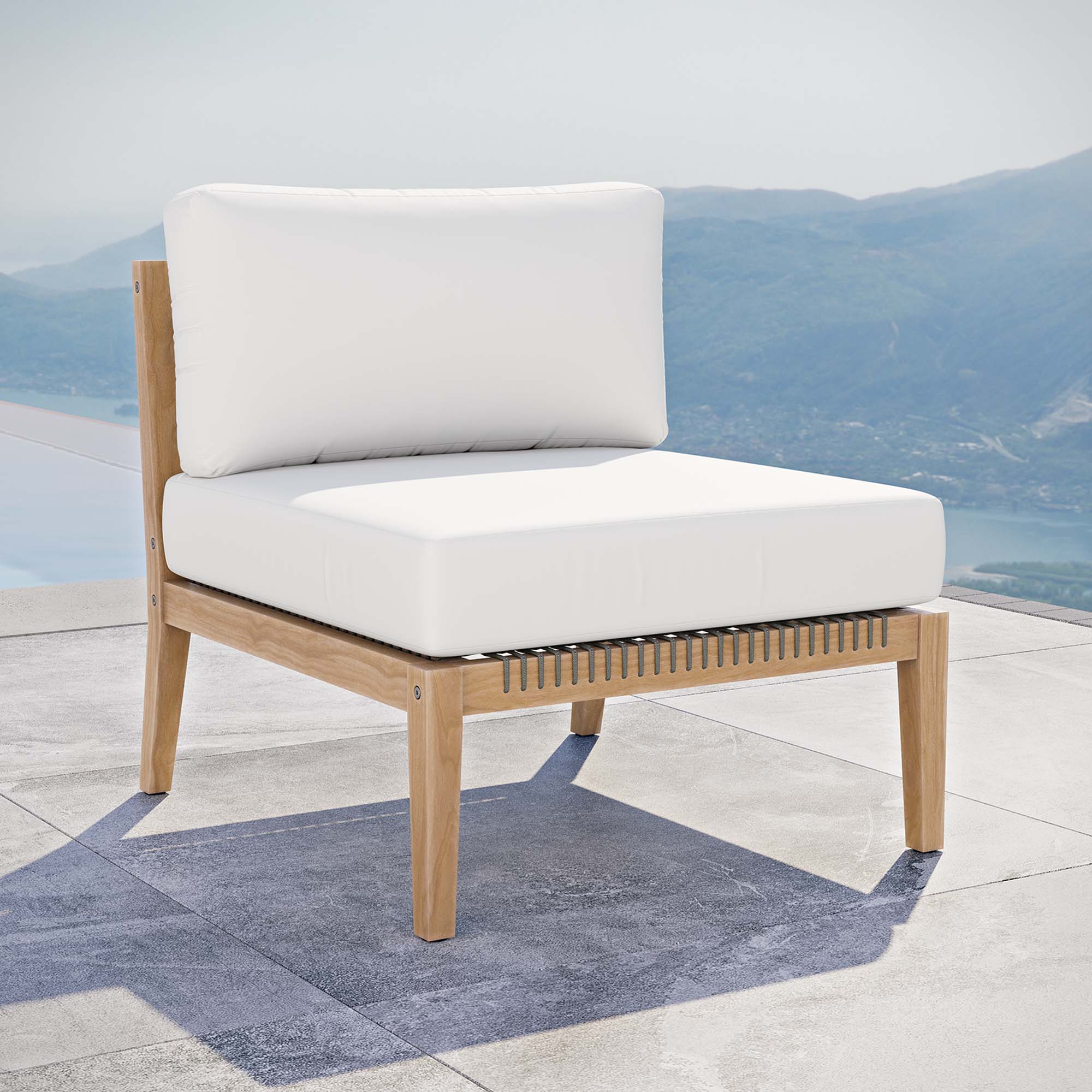 Clearwater Outdoor Patio Teak Wood Armless Chair - Image 23