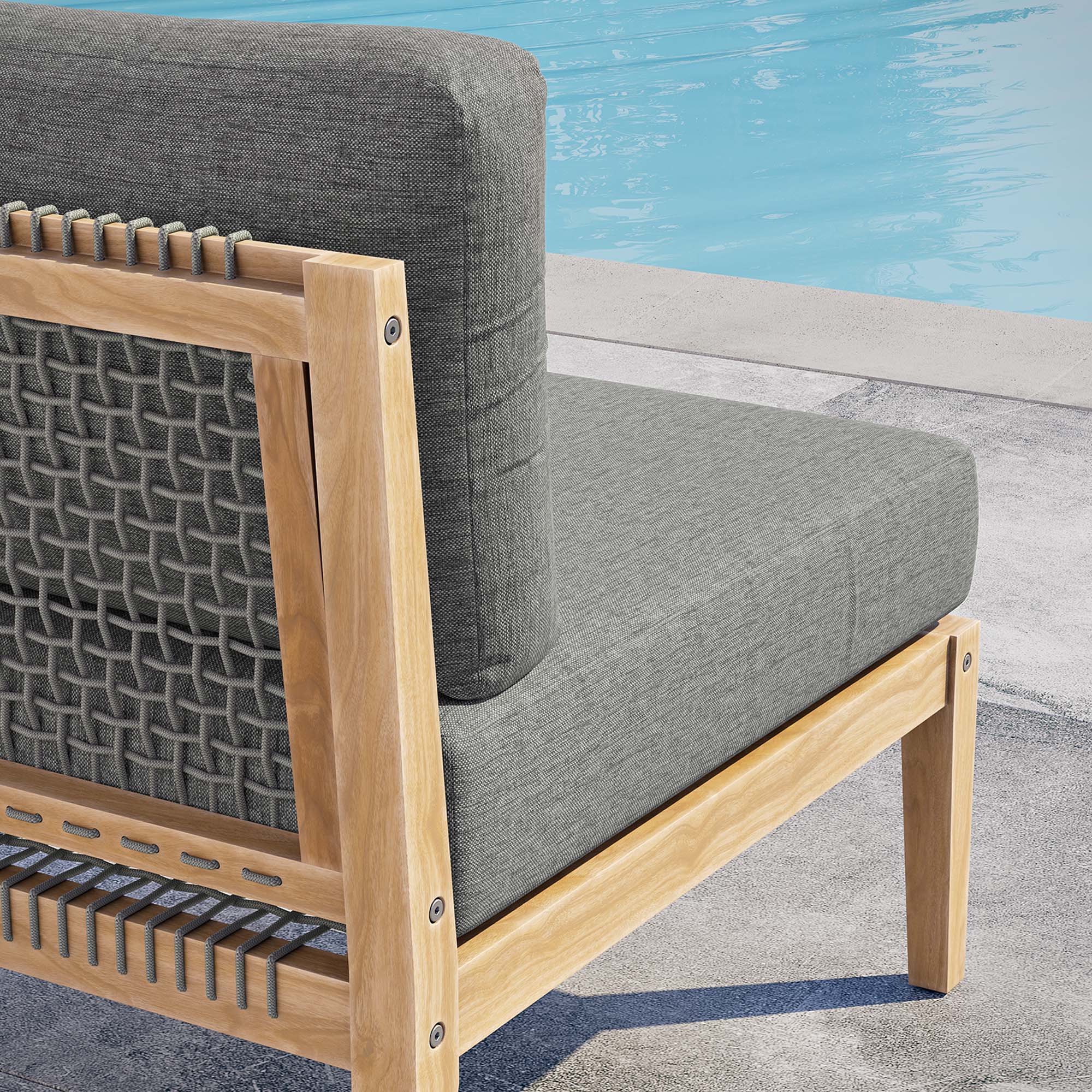 Clearwater Outdoor Patio Teak Wood Armless Chair - Image 3