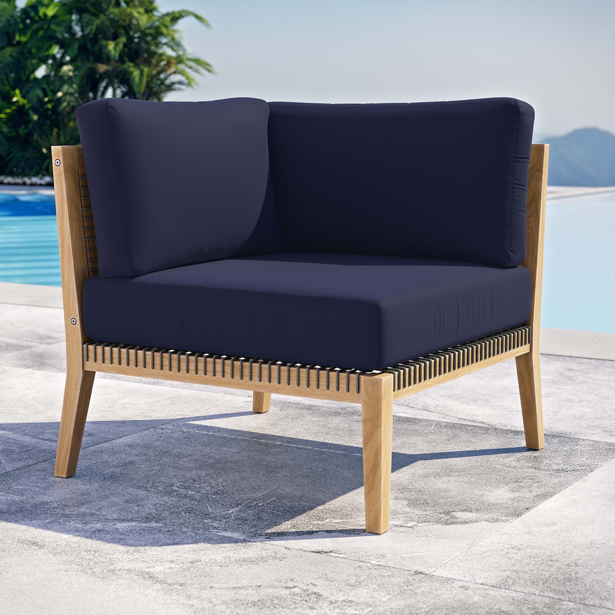 Clearwater Outdoor Patio Teak Wood Corner Chair - Image 16