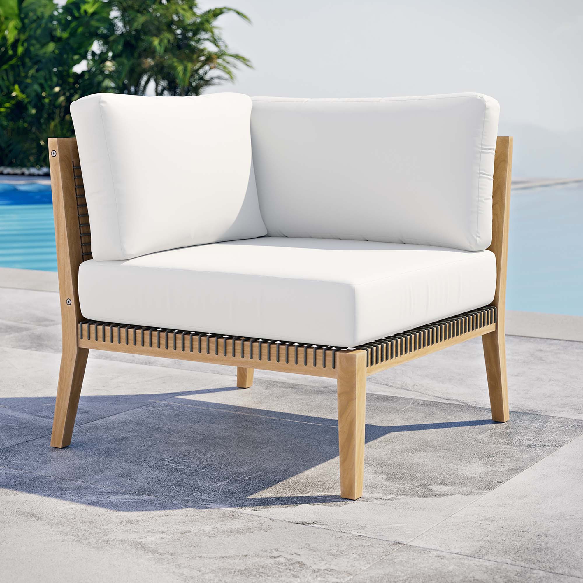 Clearwater Outdoor Patio Teak Wood Corner Chair - Image 23