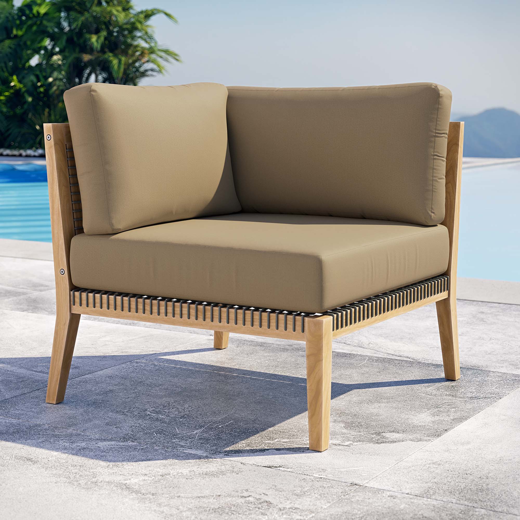 Clearwater Outdoor Patio Teak Wood Corner Chair - Image 9