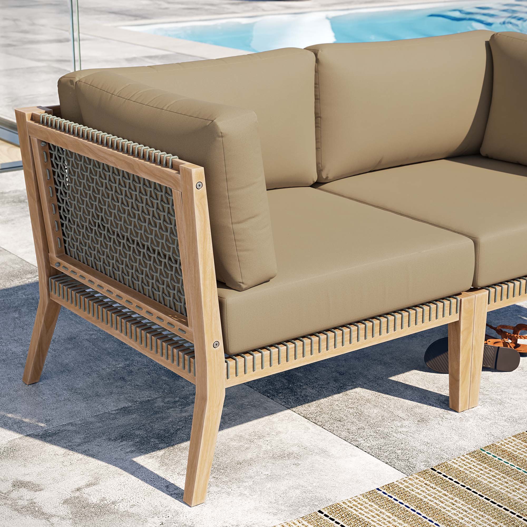 Clearwater Outdoor Patio Teak Wood Loveseat - Image 11