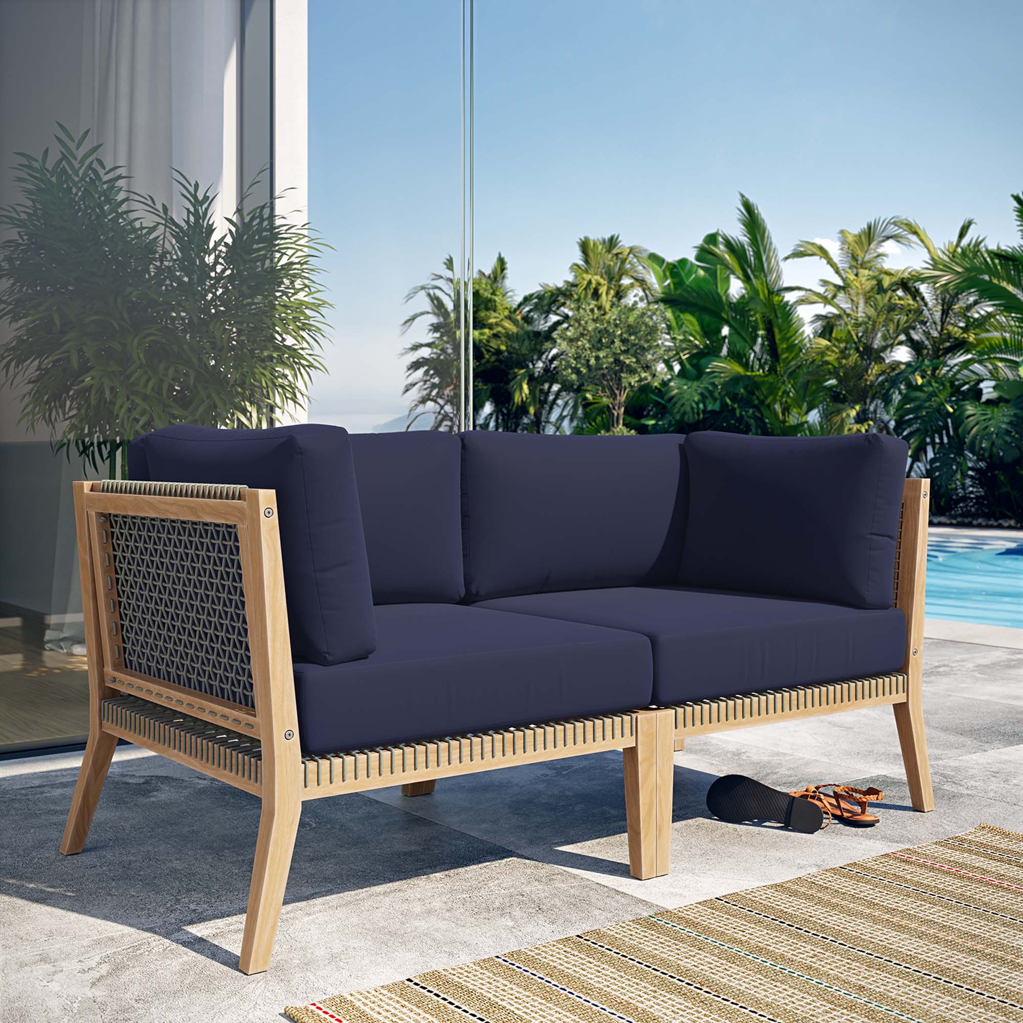 Clearwater Outdoor Patio Teak Wood Loveseat - Image 18