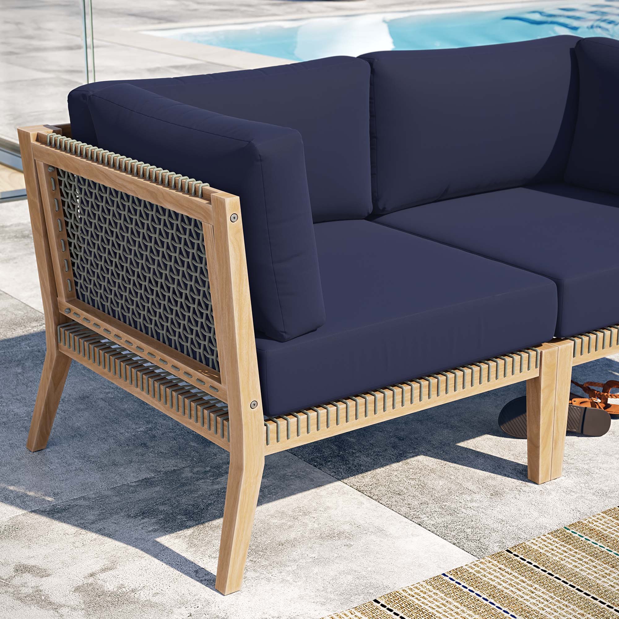 Clearwater Outdoor Patio Teak Wood Loveseat - Image 19