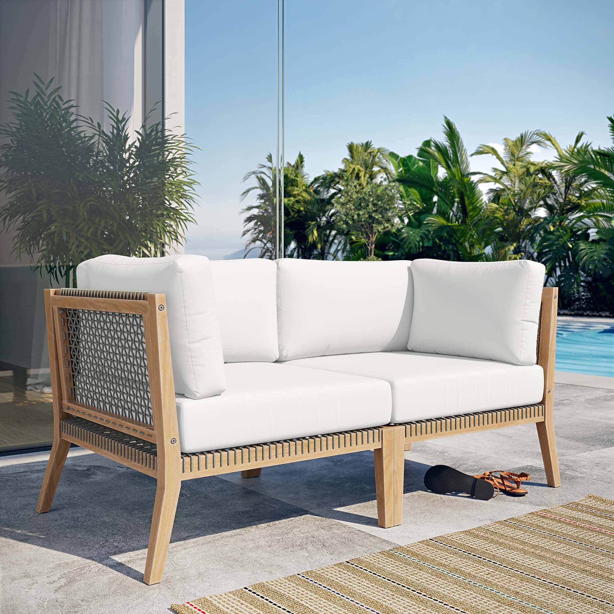Clearwater Outdoor Patio Teak Wood Loveseat - Image 26