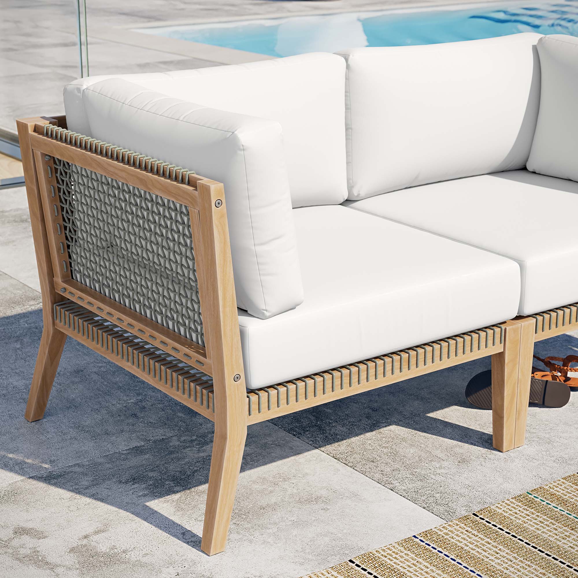 Clearwater Outdoor Patio Teak Wood Loveseat - Image 27
