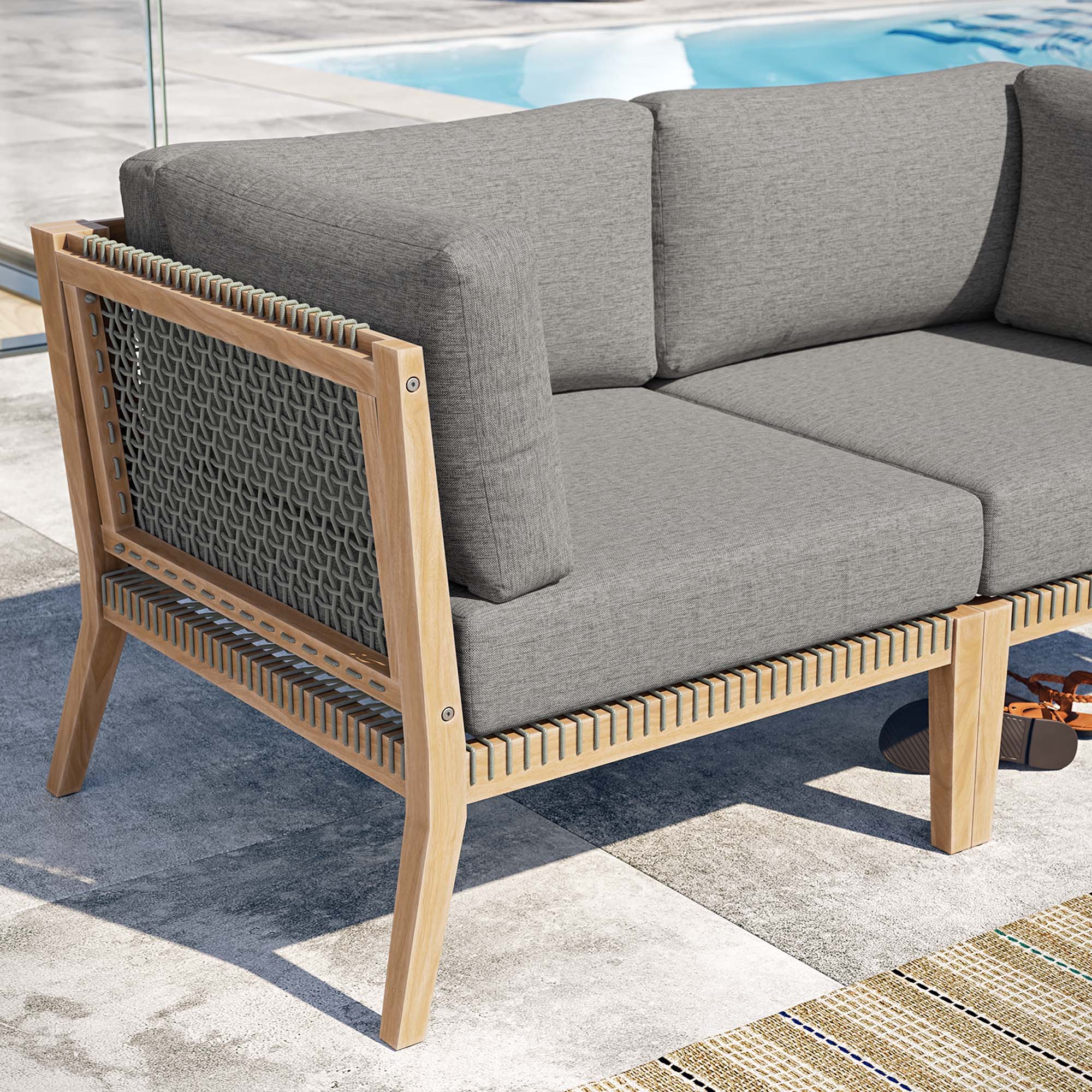 Clearwater Outdoor Patio Teak Wood Loveseat - Image 3