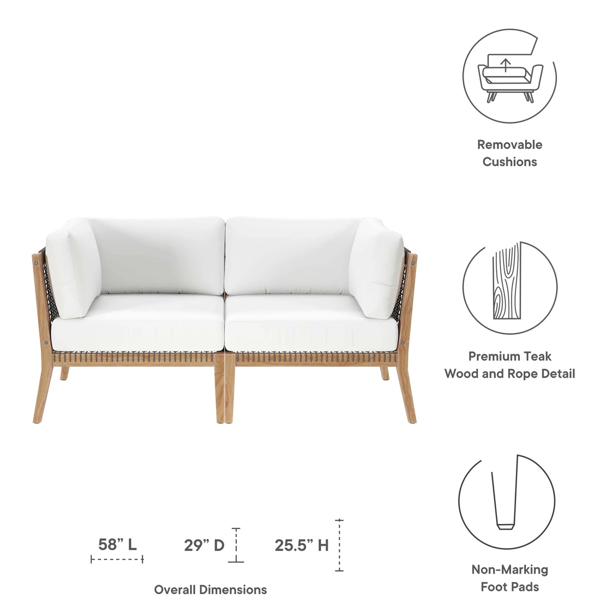 Clearwater Outdoor Patio Teak Wood Loveseat - Image 32