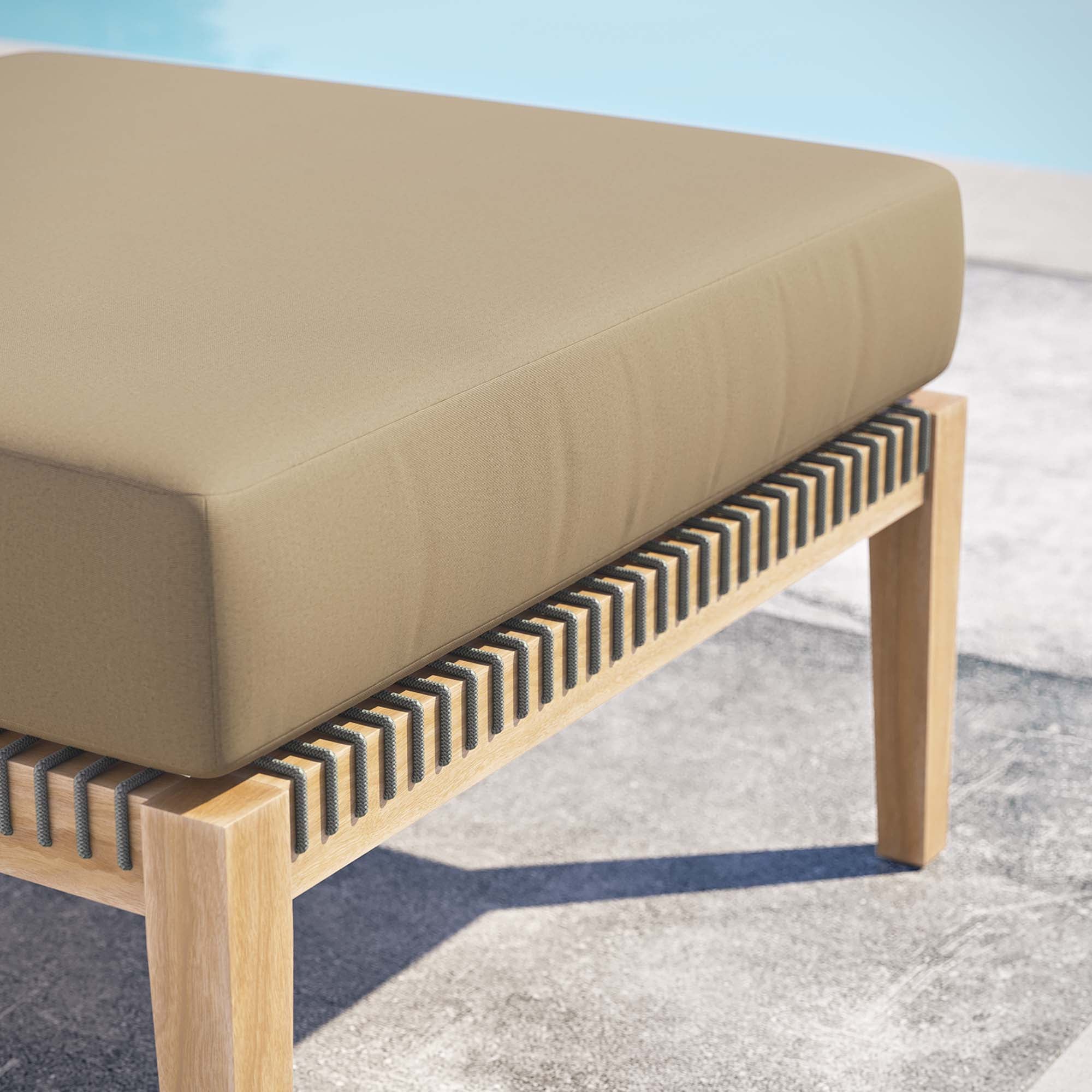 Clearwater Outdoor Patio Teak Wood Ottoman - Image 10