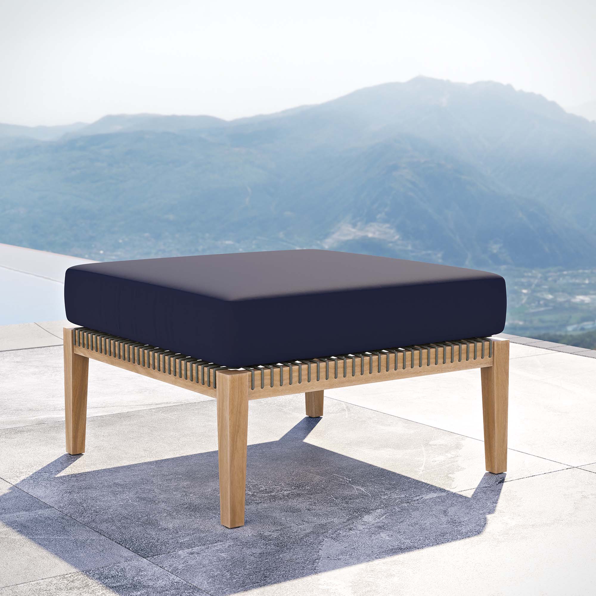 Clearwater Outdoor Patio Teak Wood Ottoman - Image 16