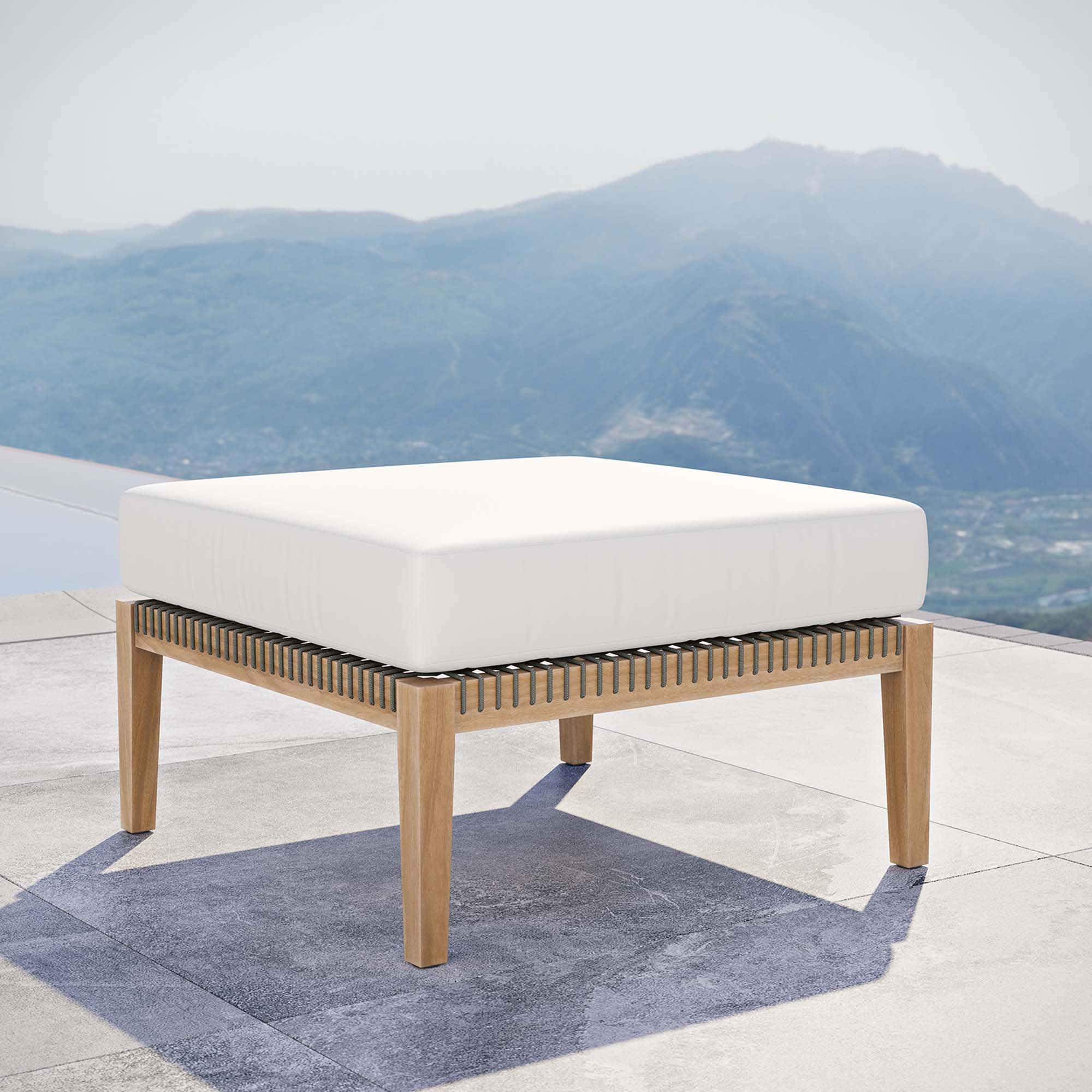 Clearwater Outdoor Patio Teak Wood Ottoman - Image 23