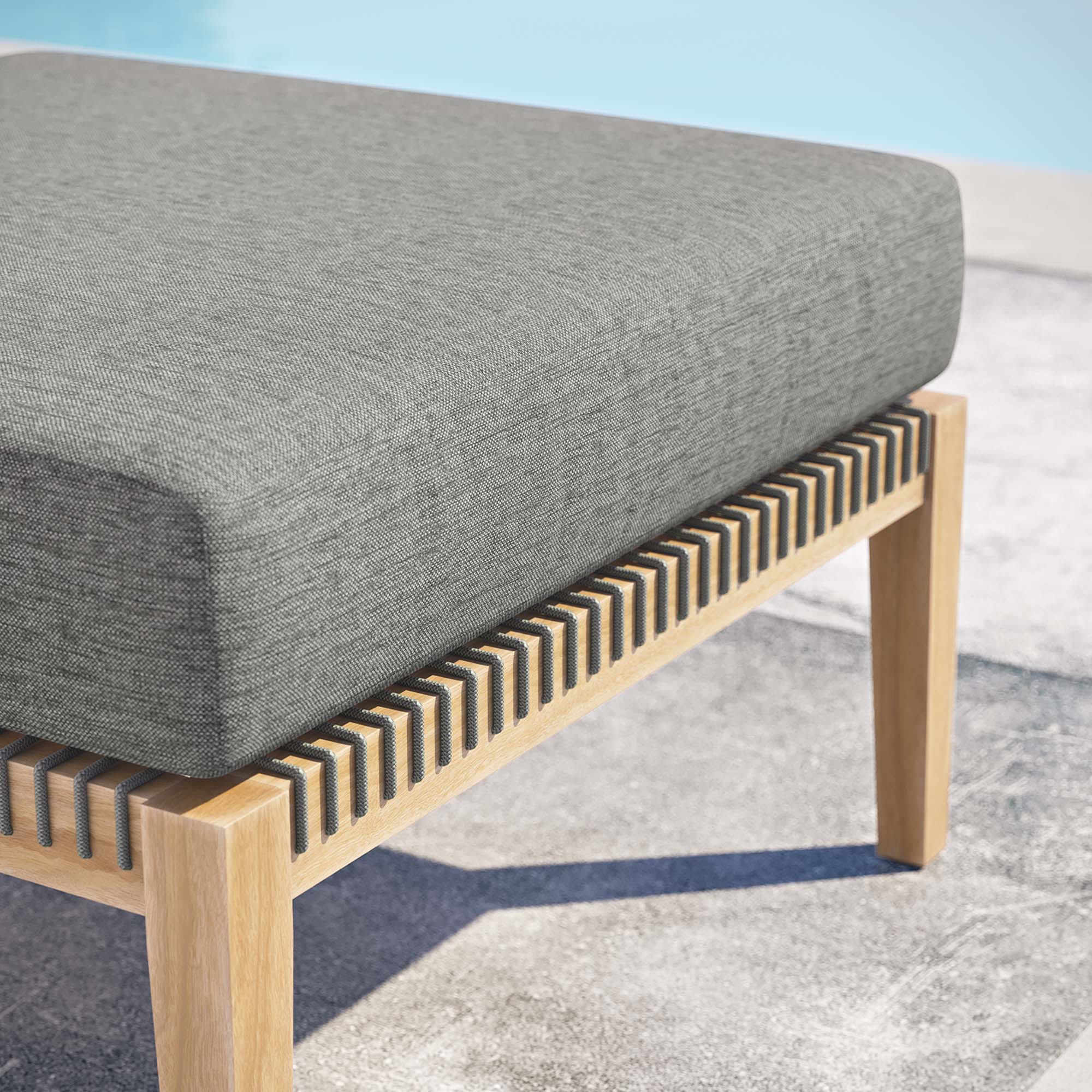 Clearwater Outdoor Patio Teak Wood Ottoman - Image 3