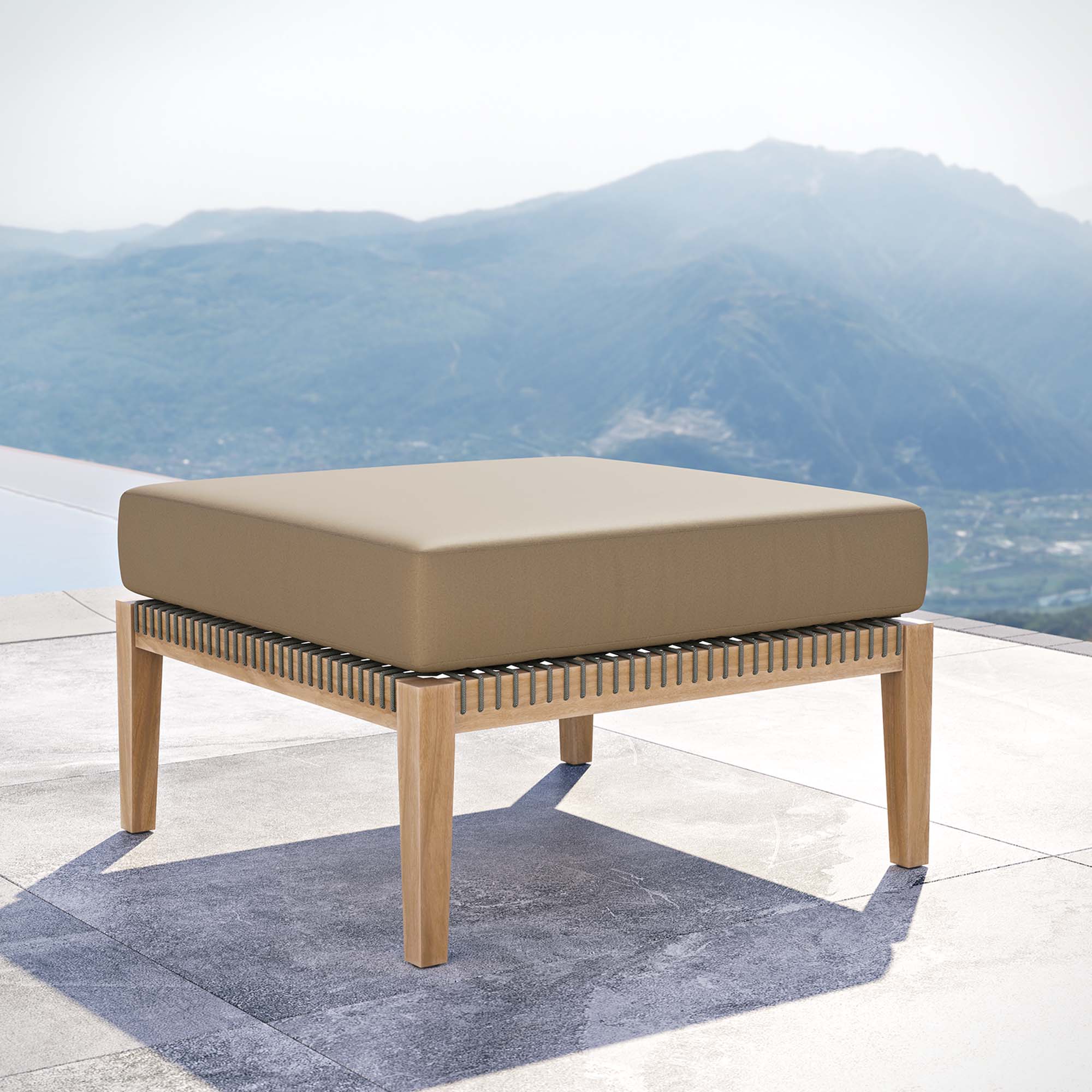 Clearwater Outdoor Patio Teak Wood Ottoman - Image 9