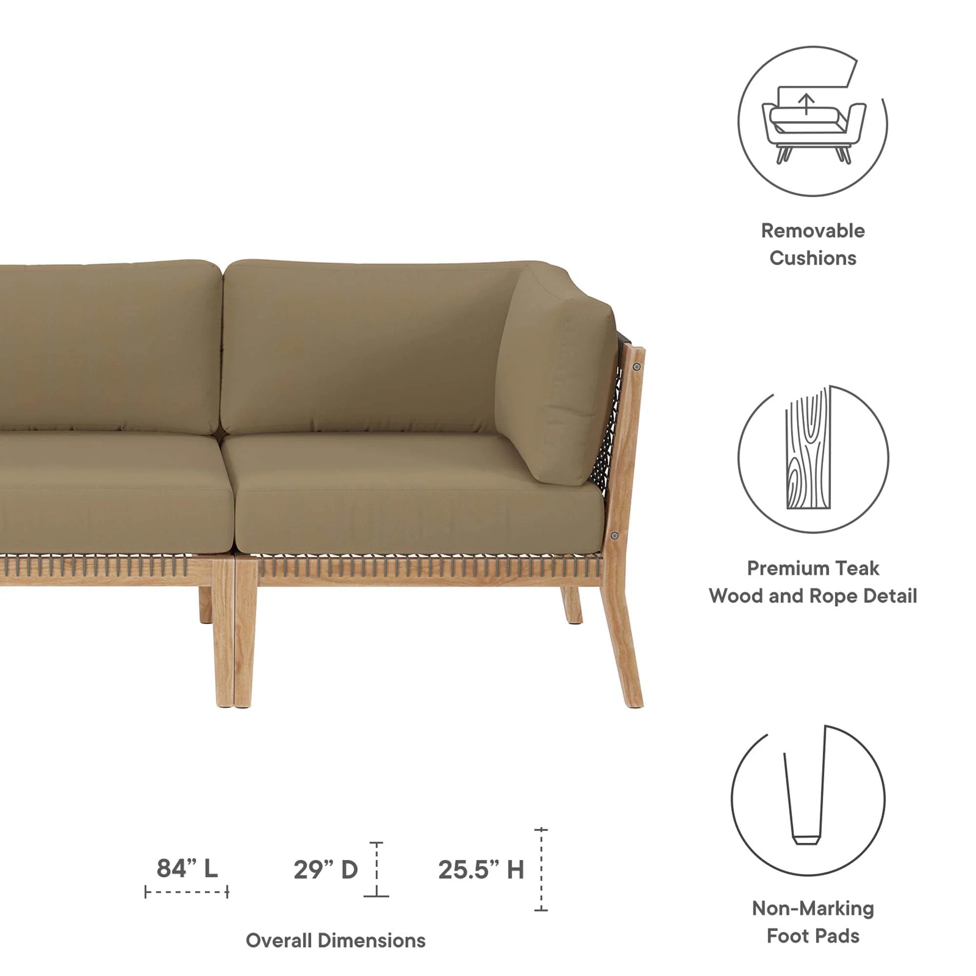 Clearwater Outdoor Patio Teak Wood Sofa - Image 22
