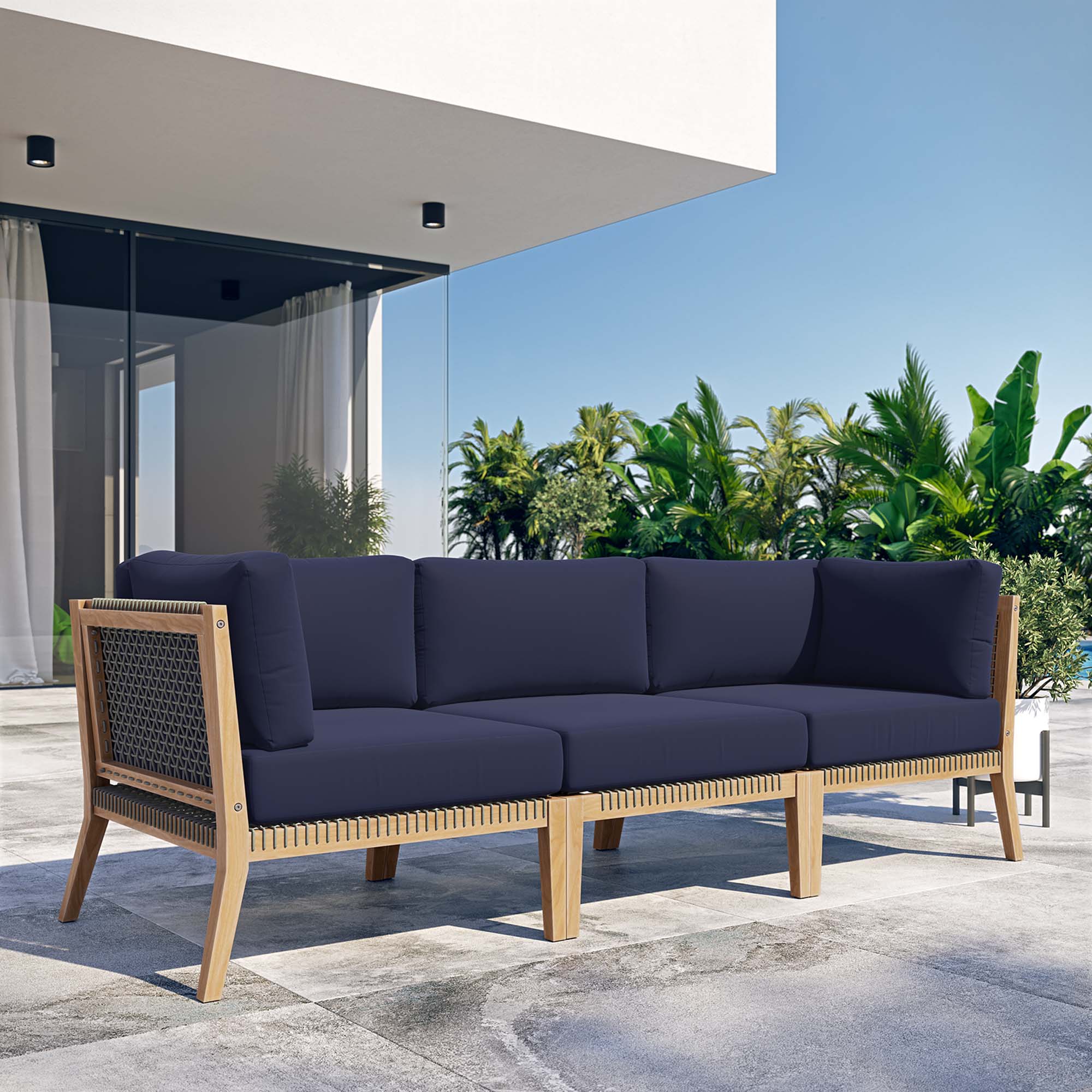 Clearwater Outdoor Patio Teak Wood Sofa - Image 24