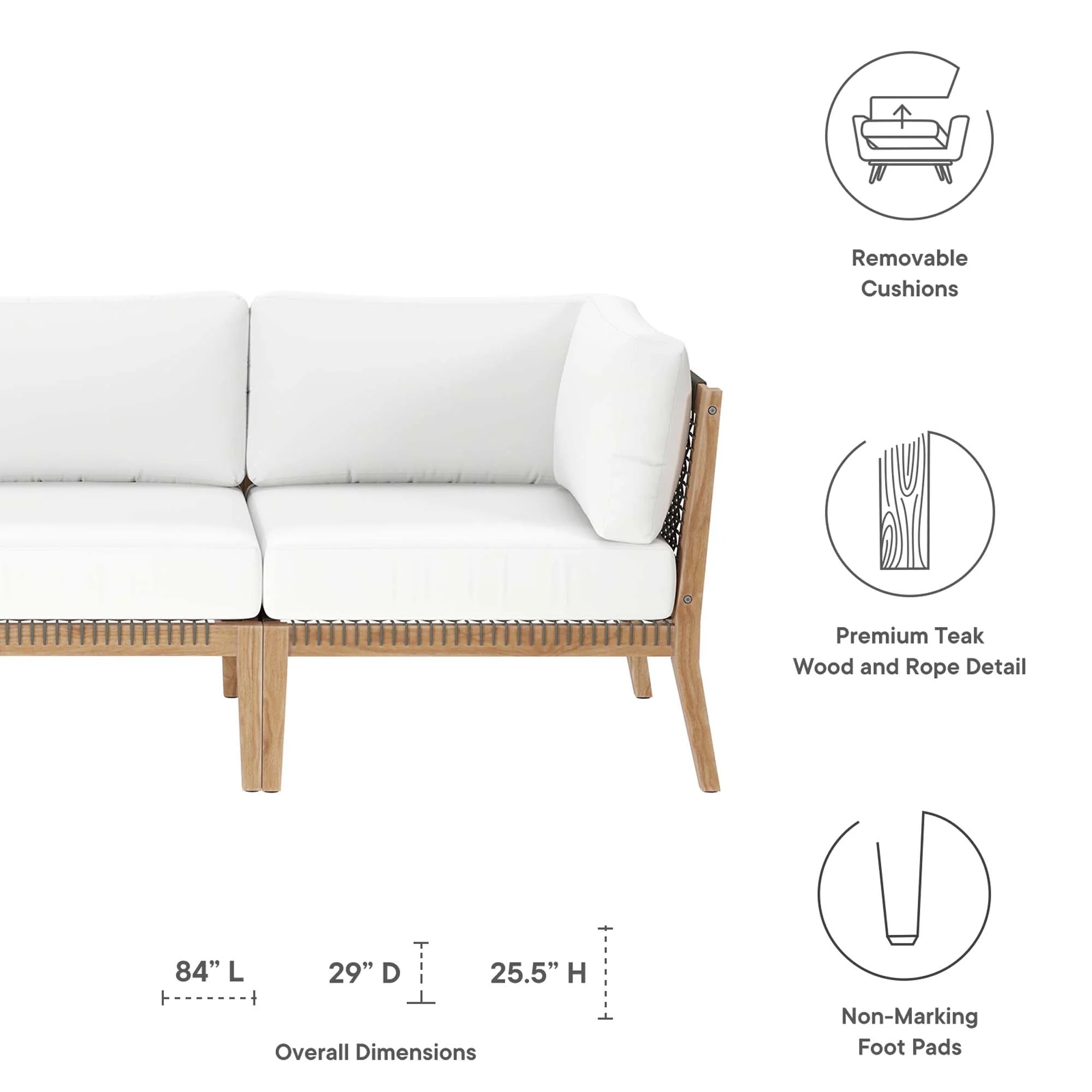 Clearwater Outdoor Patio Teak Wood Sofa - Image 44