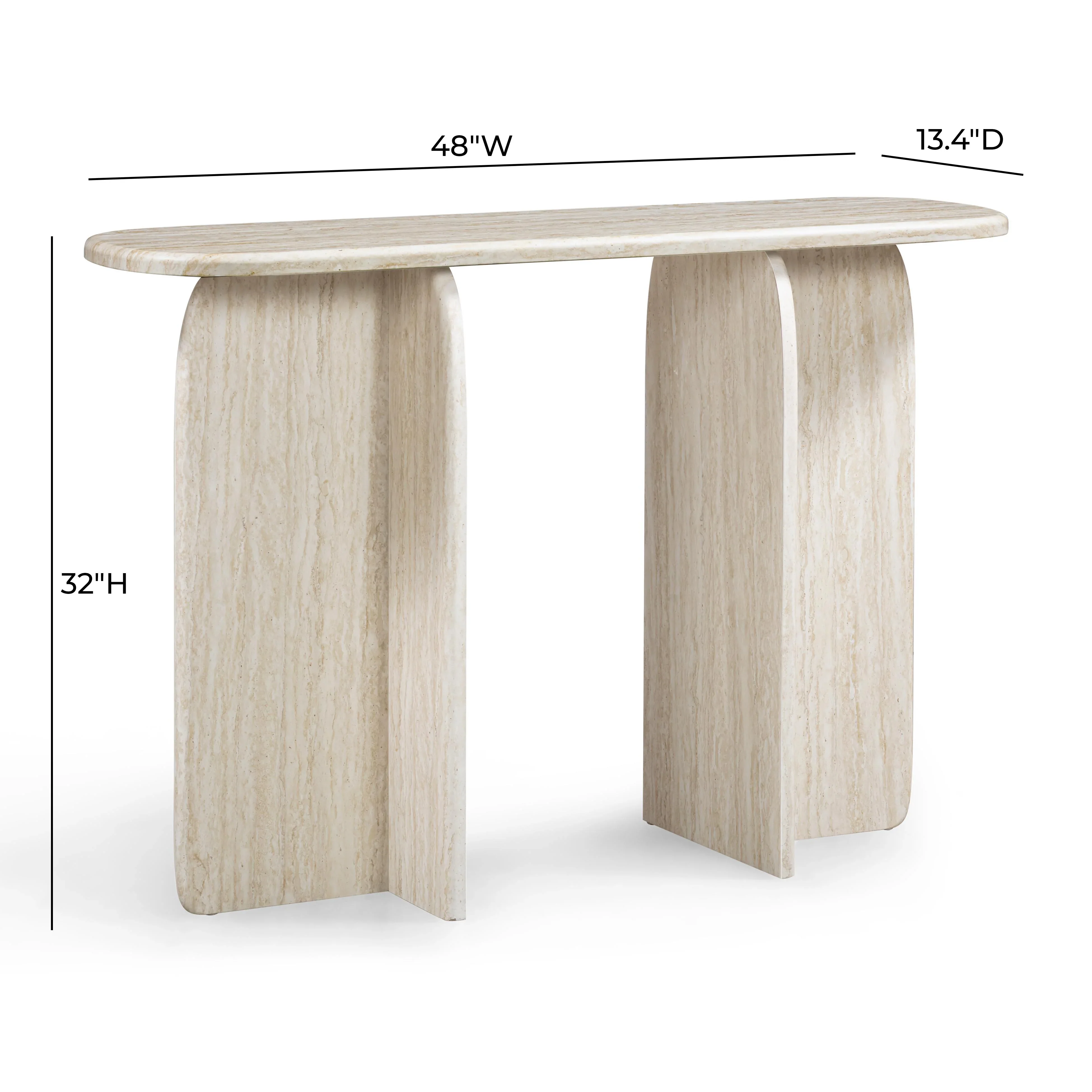 Clementine 48" Faux Travertine Console Table - Image 6