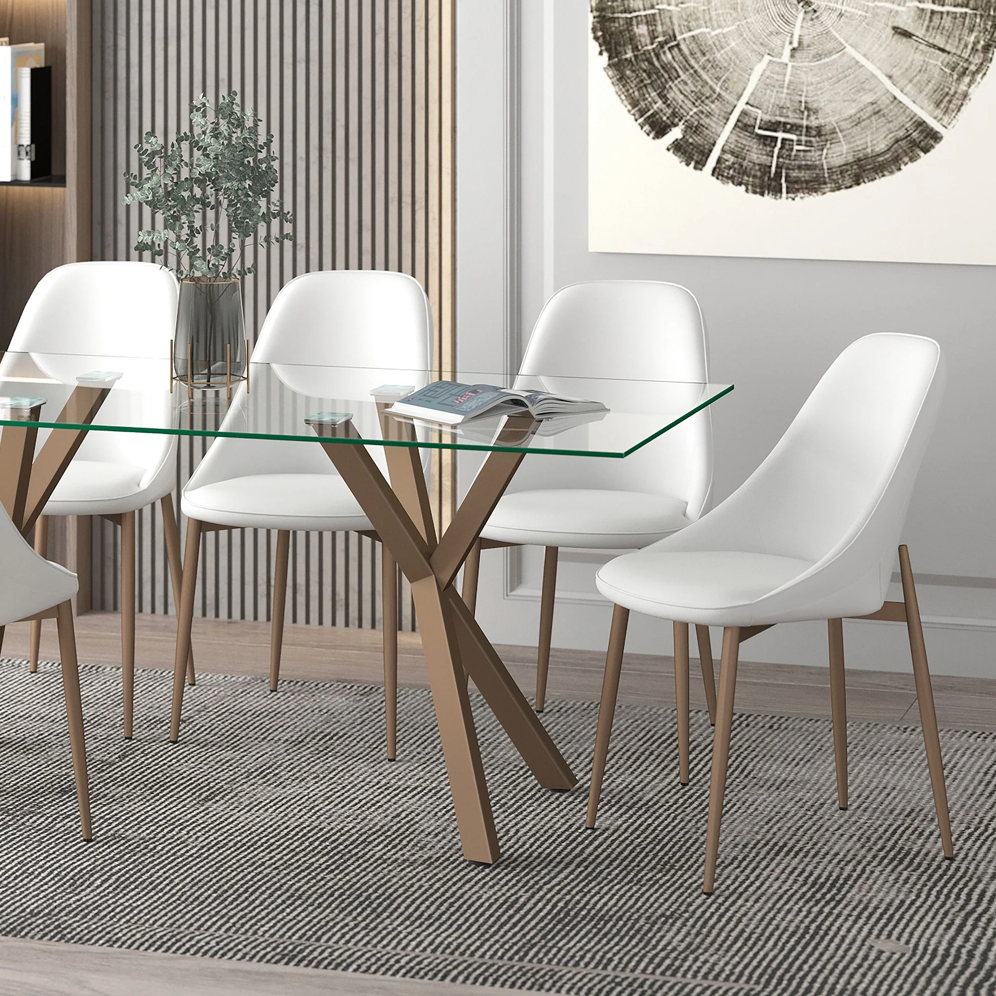 Cleo Dining Chair, set of 2, in White and Aged Gold - Image 2