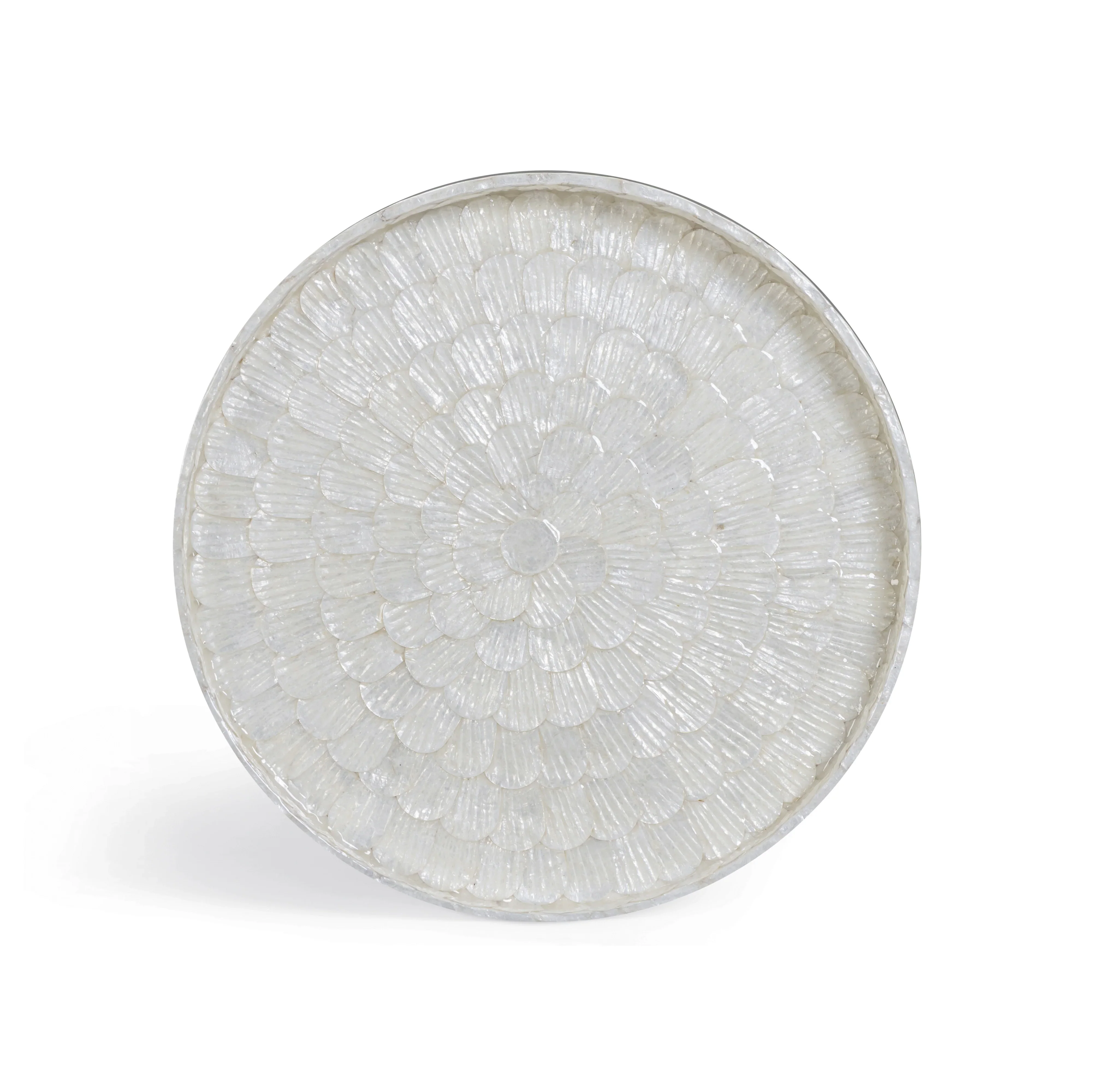 Coast Pearl White Seashell Round Side Table - Image 4
