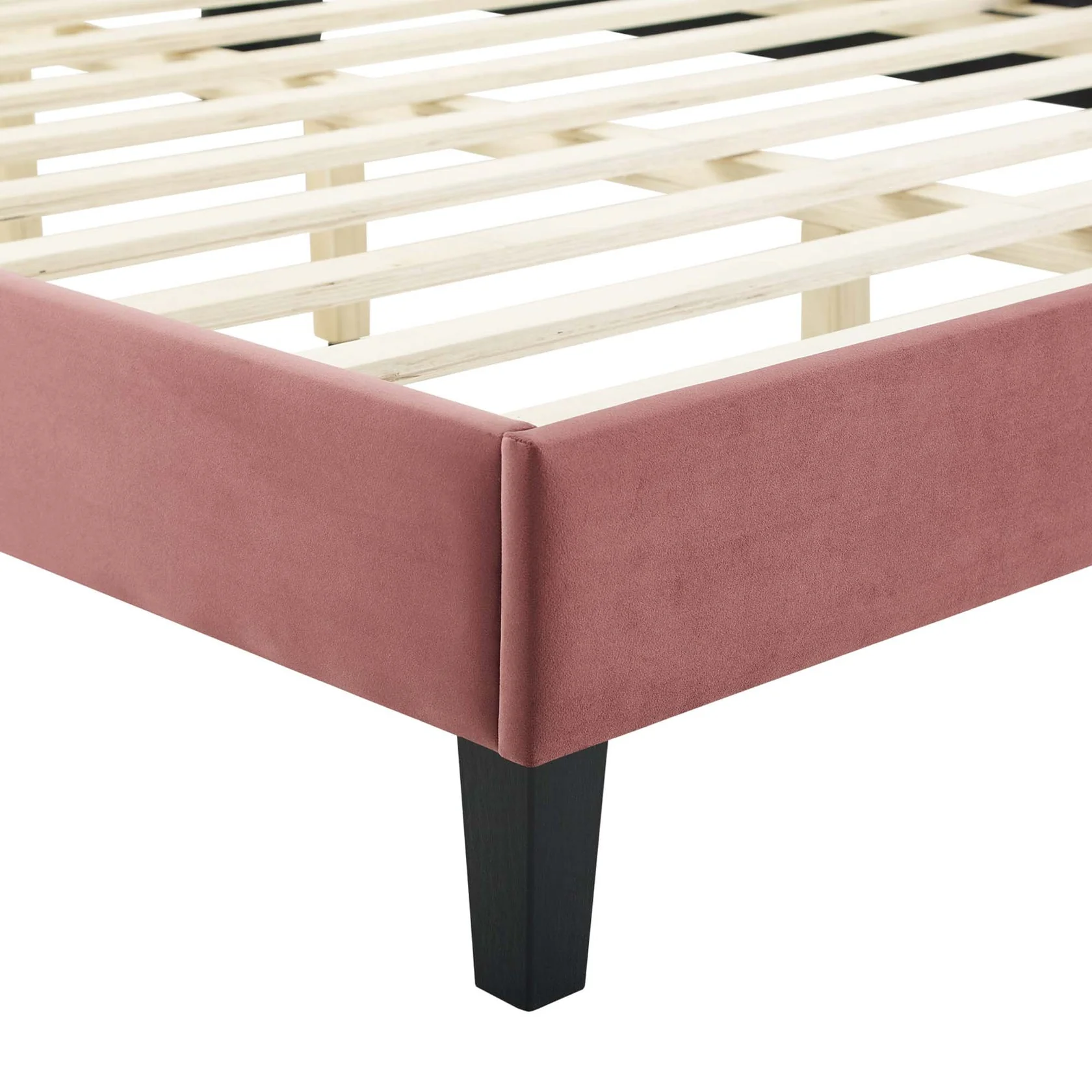Colette Performance Velvet Platform Bed With Black Wood Legs - Image 5