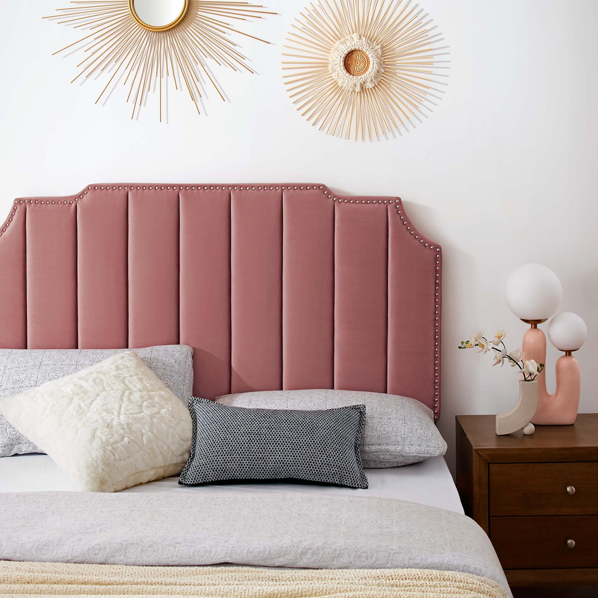 Colette Performance Velvet Platform Bed With Gold Metal Legs - Image 16