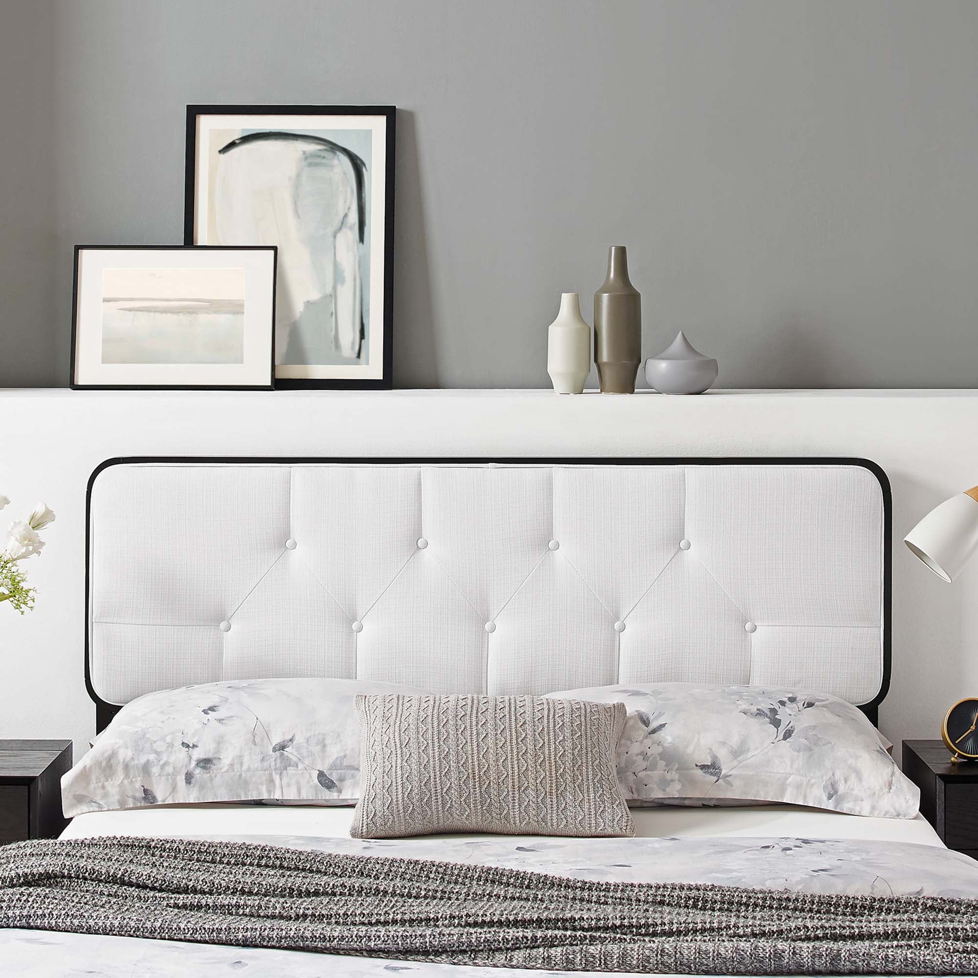 Collins Tufted Fabric and Wood Headboard - Image 2