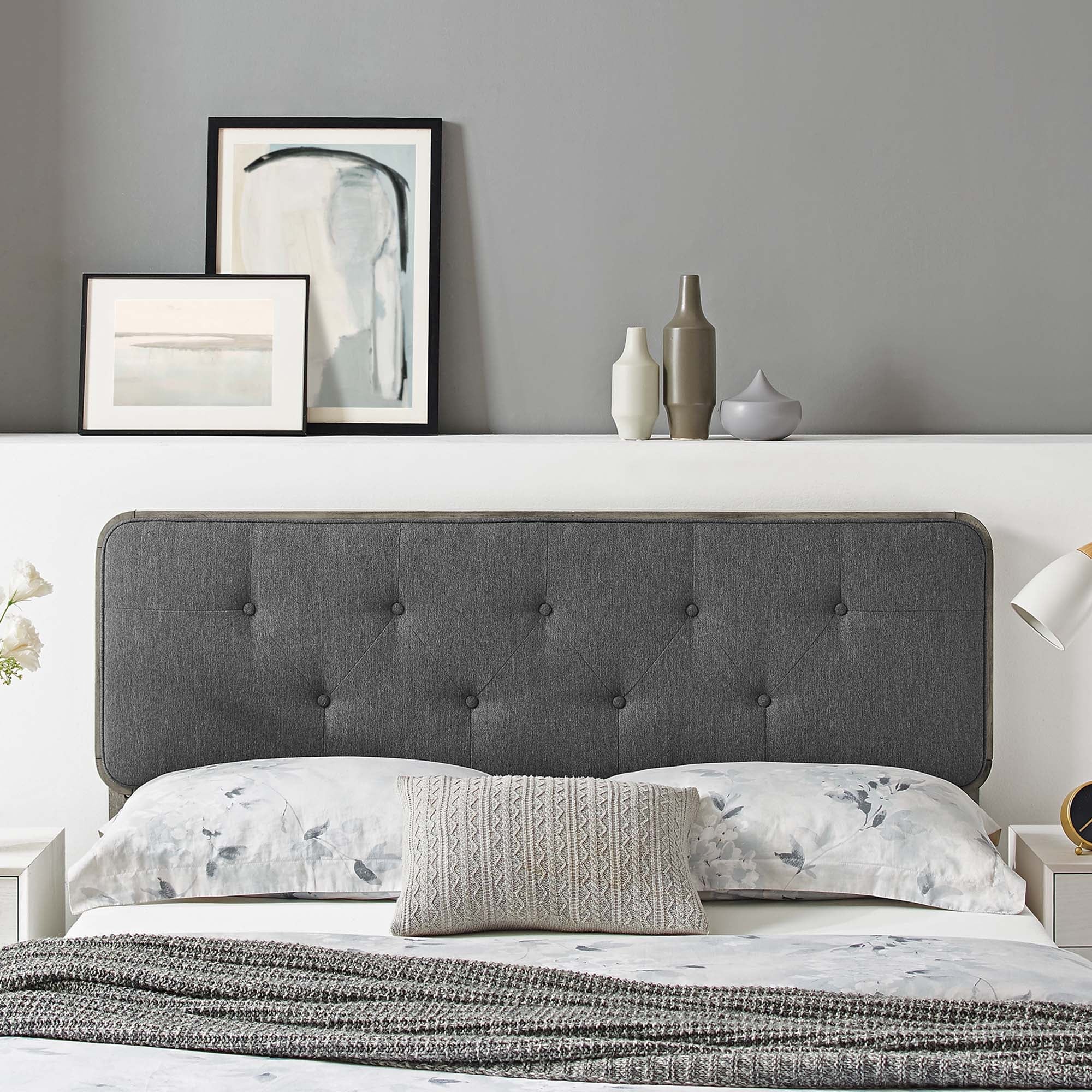 Collins Tufted Fabric and Wood Headboard - Image 40