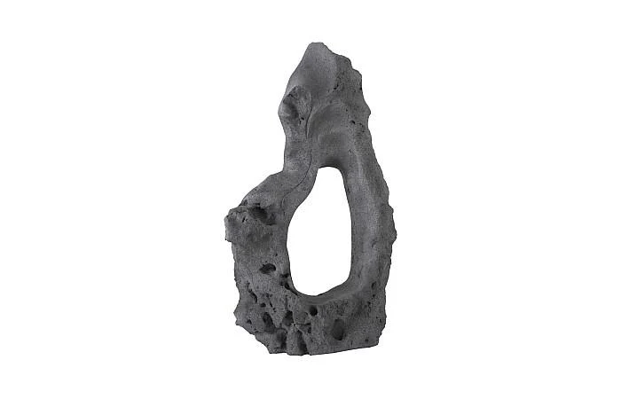 Colossal Cast Stone Sculpture, Single Hole, Charcoal Stone - Image 2