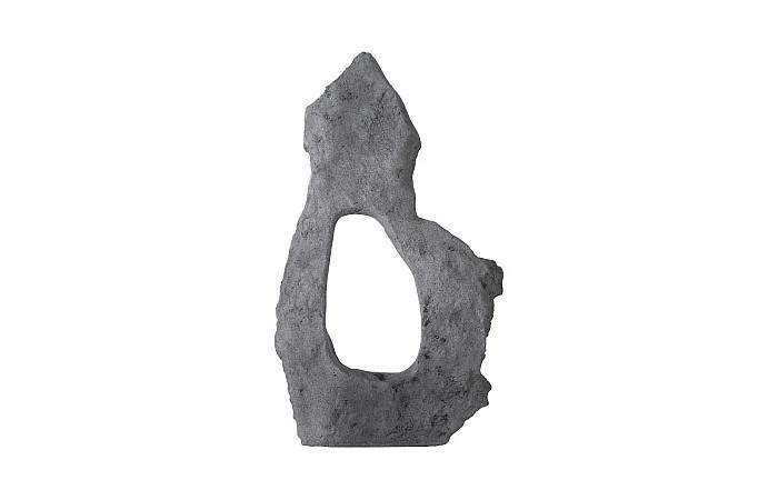 Colossal Cast Stone Sculpture, Single Hole, Charcoal Stone - Image 3