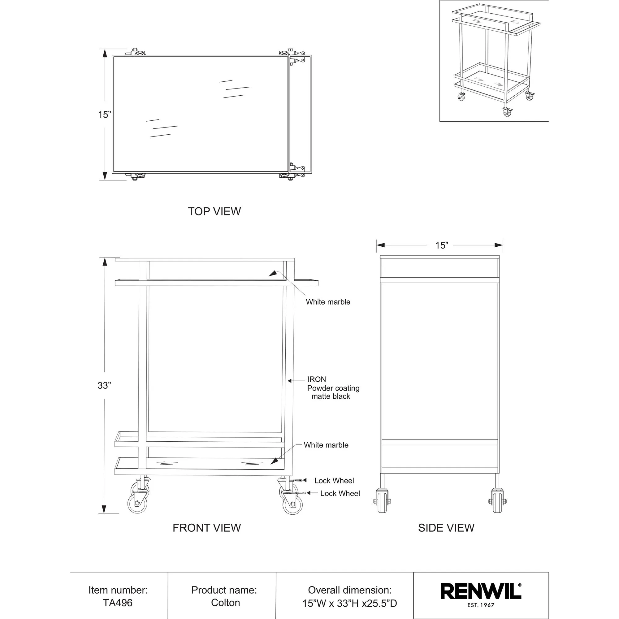 Colton Bar Cart - Image 7