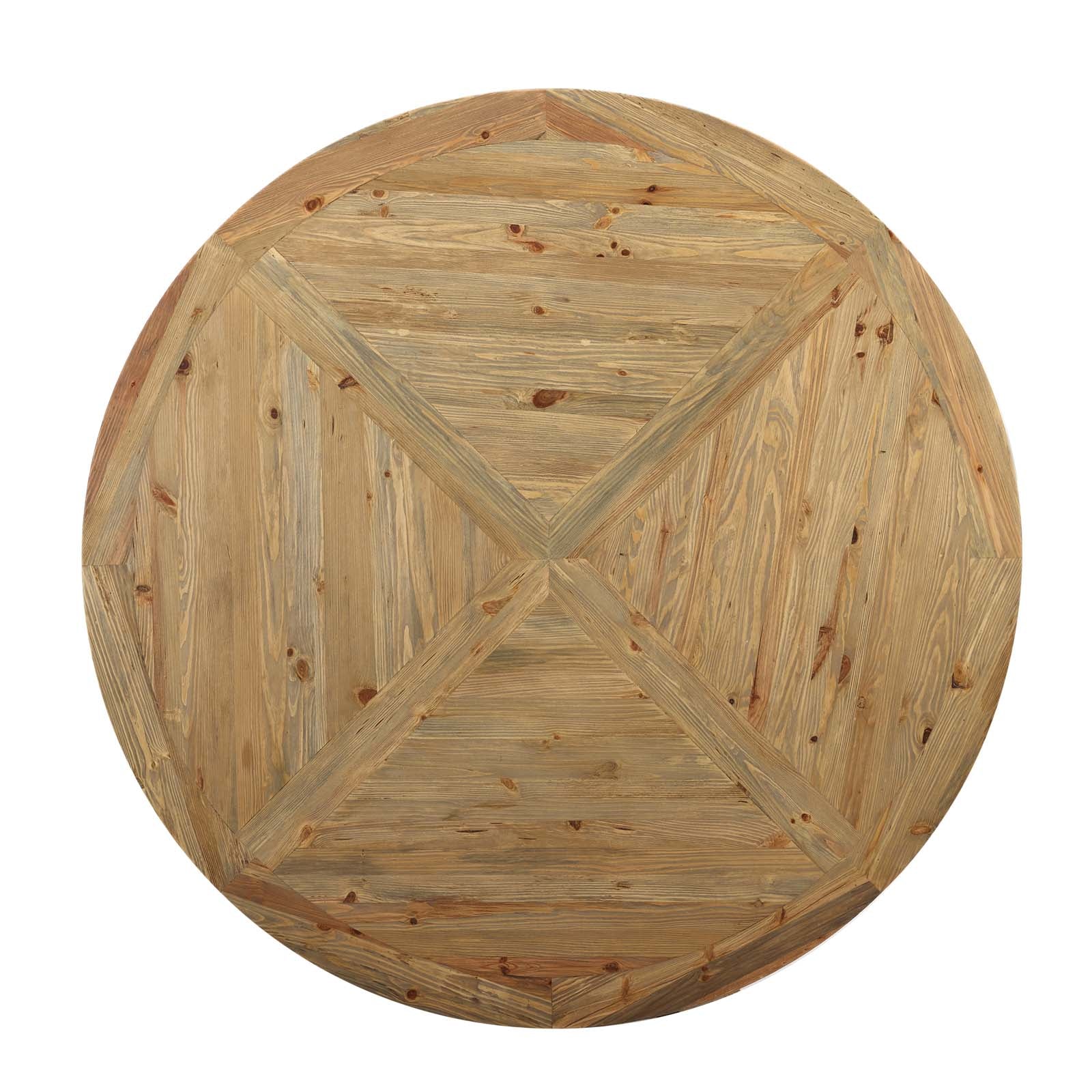 Column 71" Round Pine Wood Dining Table in Brown - Image 3