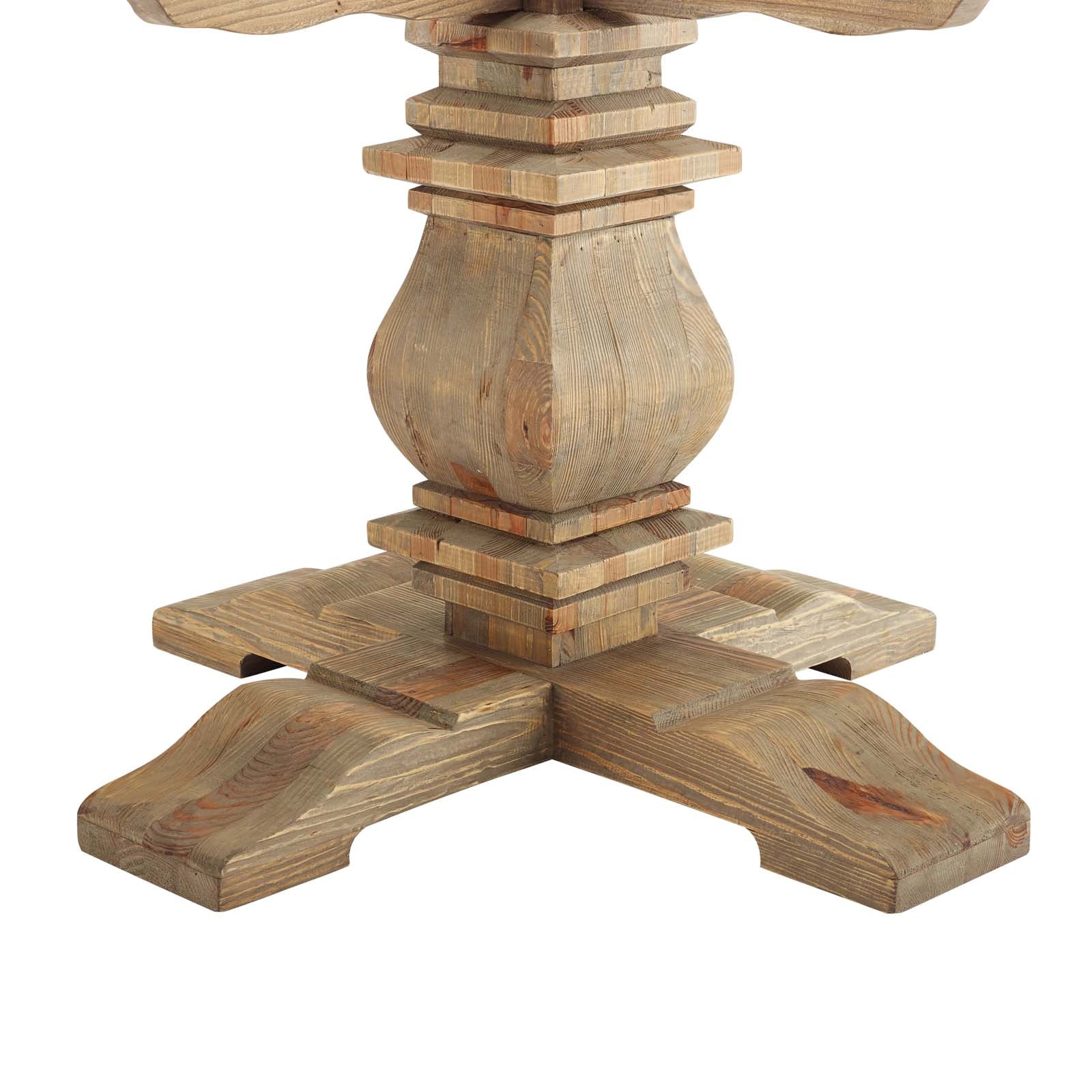 Column 71" Round Pine Wood Dining Table in Brown - Image 4