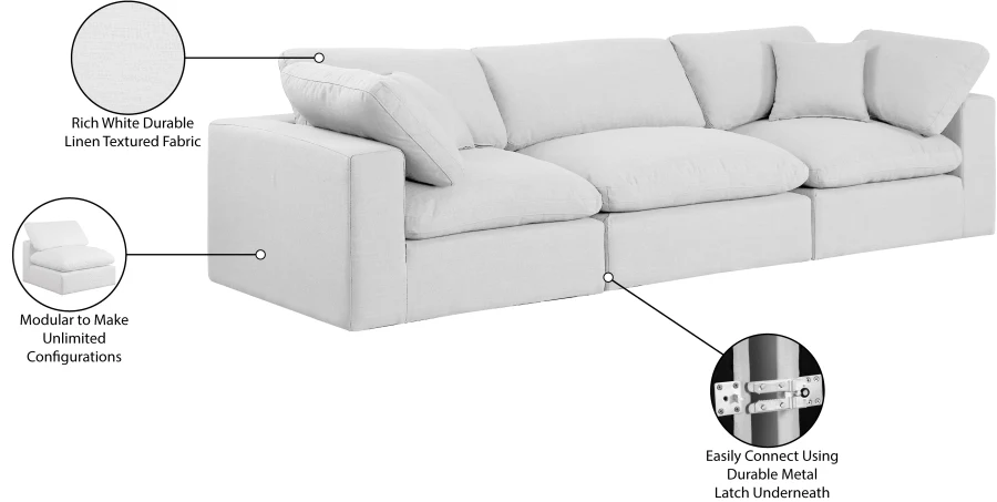 Comfy Linen Textured Fabric Sofa - Image 40