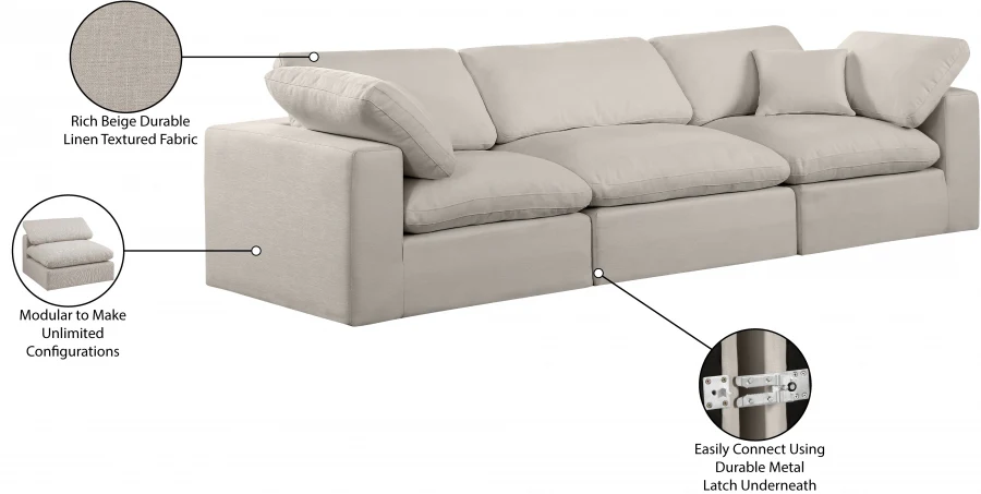 Comfy Linen Textured Fabric Sofa - Image 60