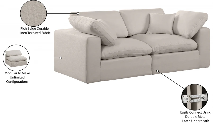 Comfy Linen Textured Fabric Sofa - Image 60
