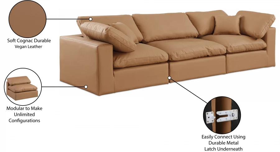 Comfy Vegan Leather Sofa - Image 29