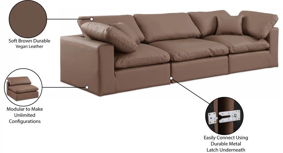 Comfy Vegan Leather Sofa - Image 39