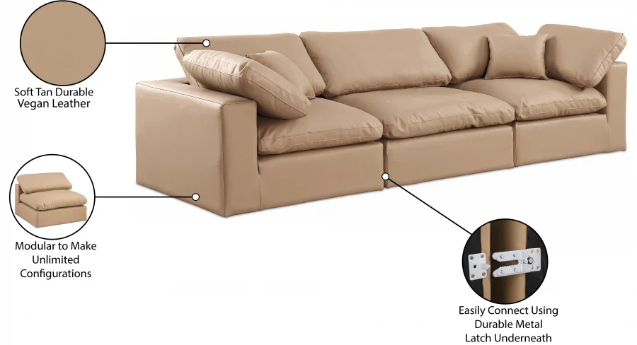 Comfy Vegan Leather Sofa - Image 48
