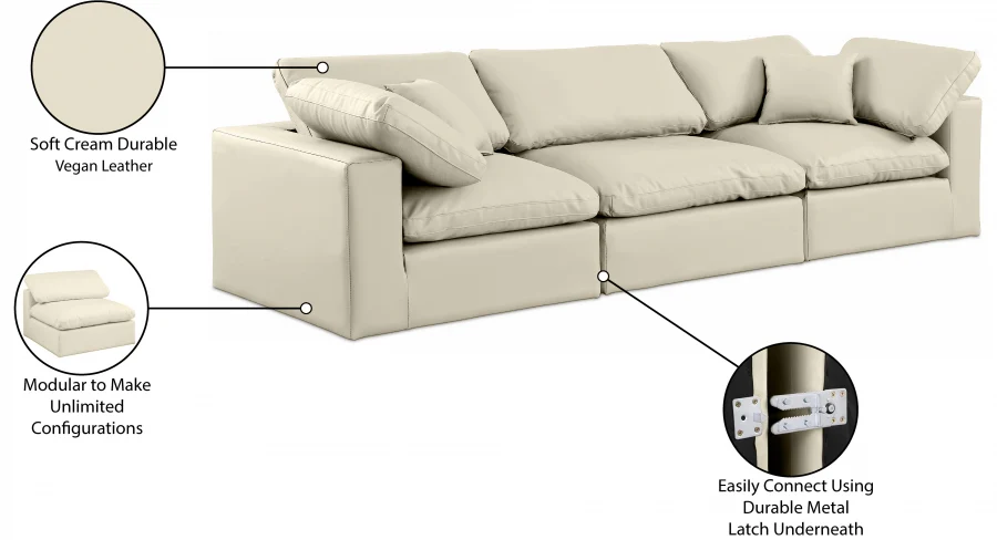 Comfy Vegan Leather Sofa - Image 9