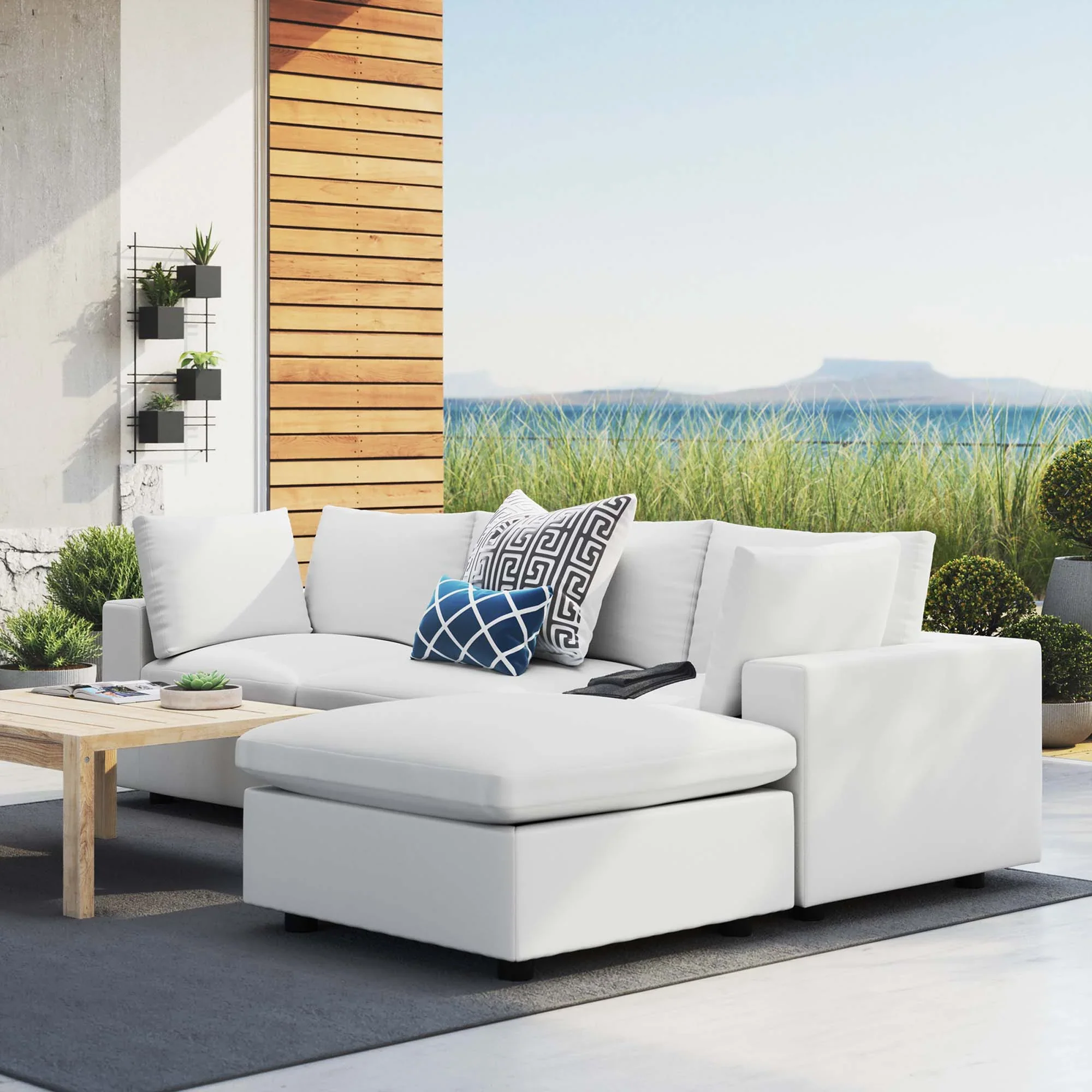 Commix 4-Piece Sunbrella® Outdoor Patio Sectional Sofa in White - Image 2