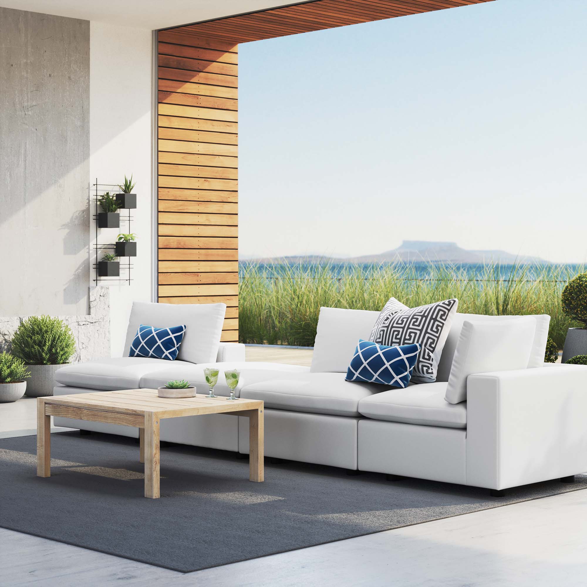 Commix 4-Piece Sunbrella® Outdoor Patio Sectional Sofa in White - Image 2