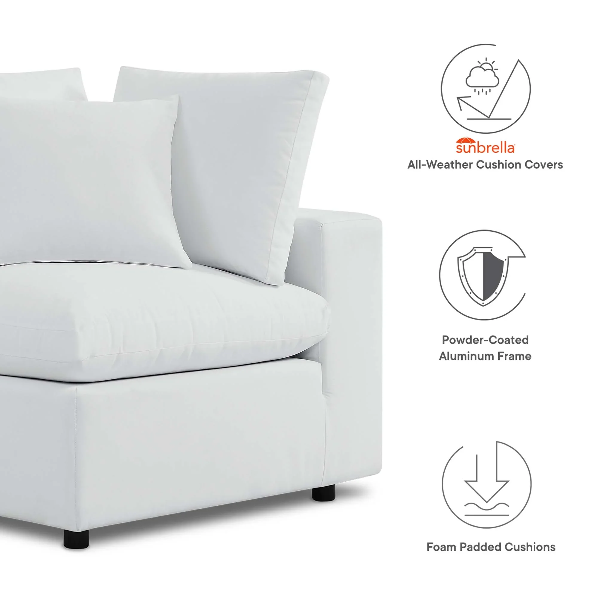 Commix 4-Piece Sunbrella® Outdoor Patio Sectional Sofa in White - Image 4