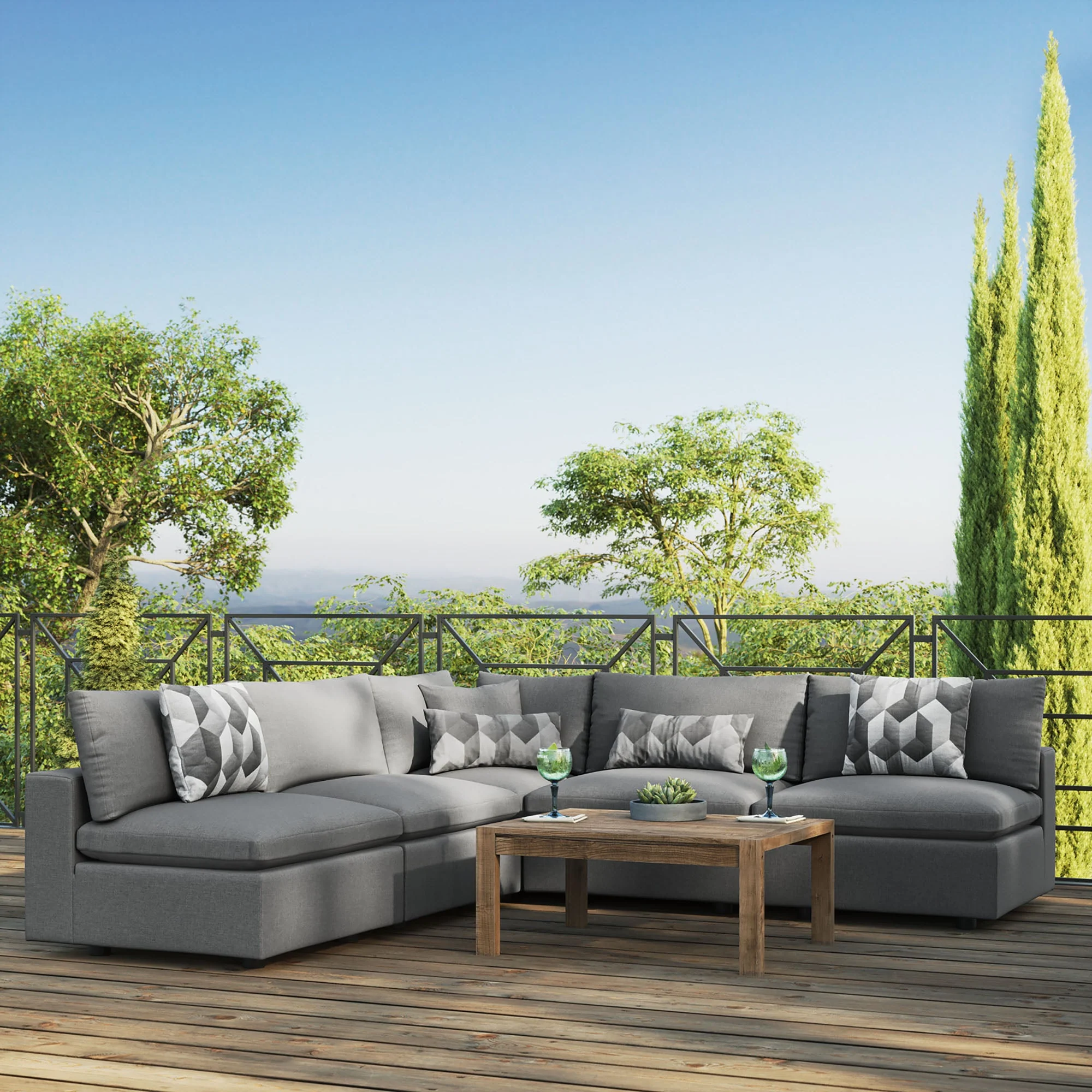 Commix 5-Piece Outdoor Patio Sectional Sofa - Image 2