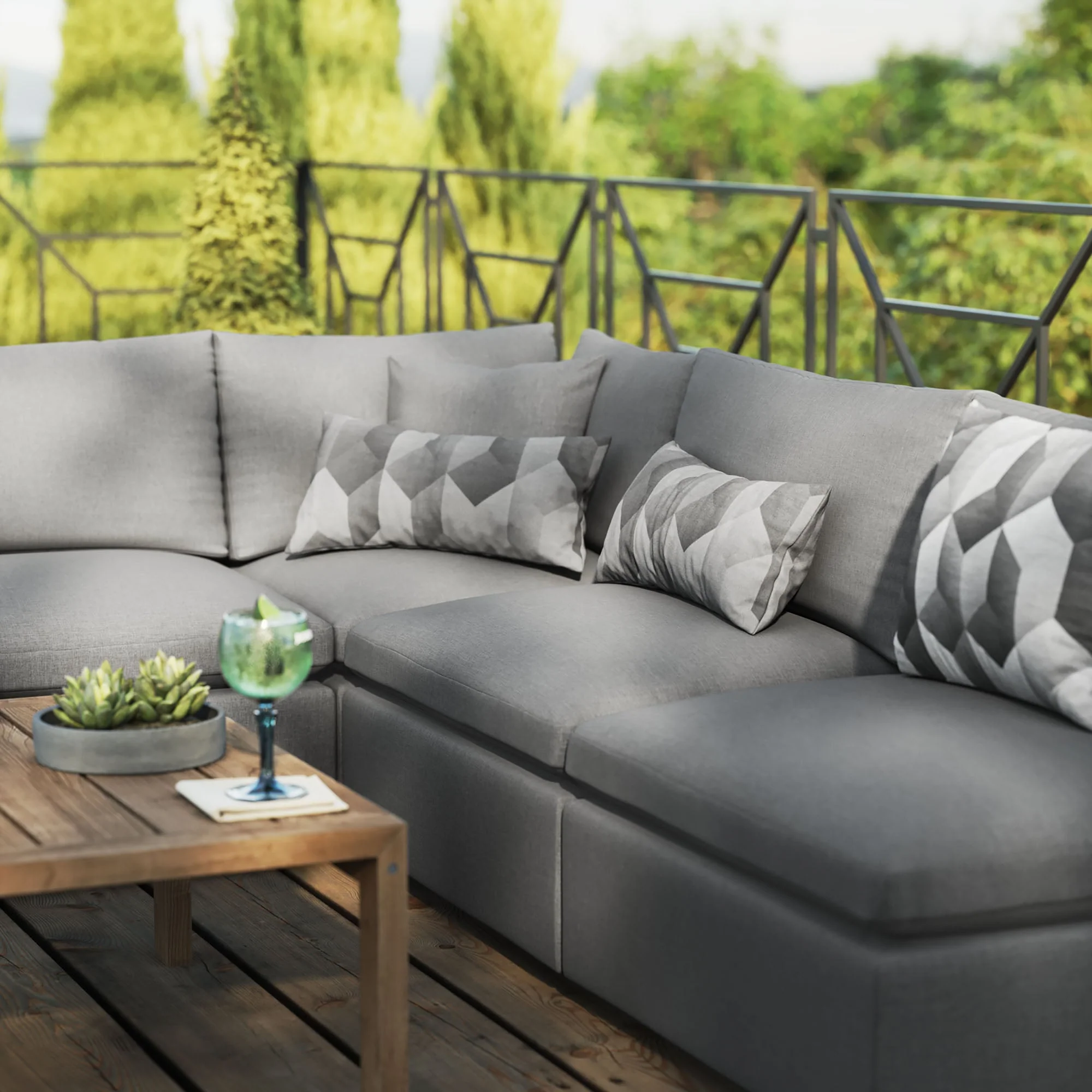 Commix 5-Piece Outdoor Patio Sectional Sofa - Image 3
