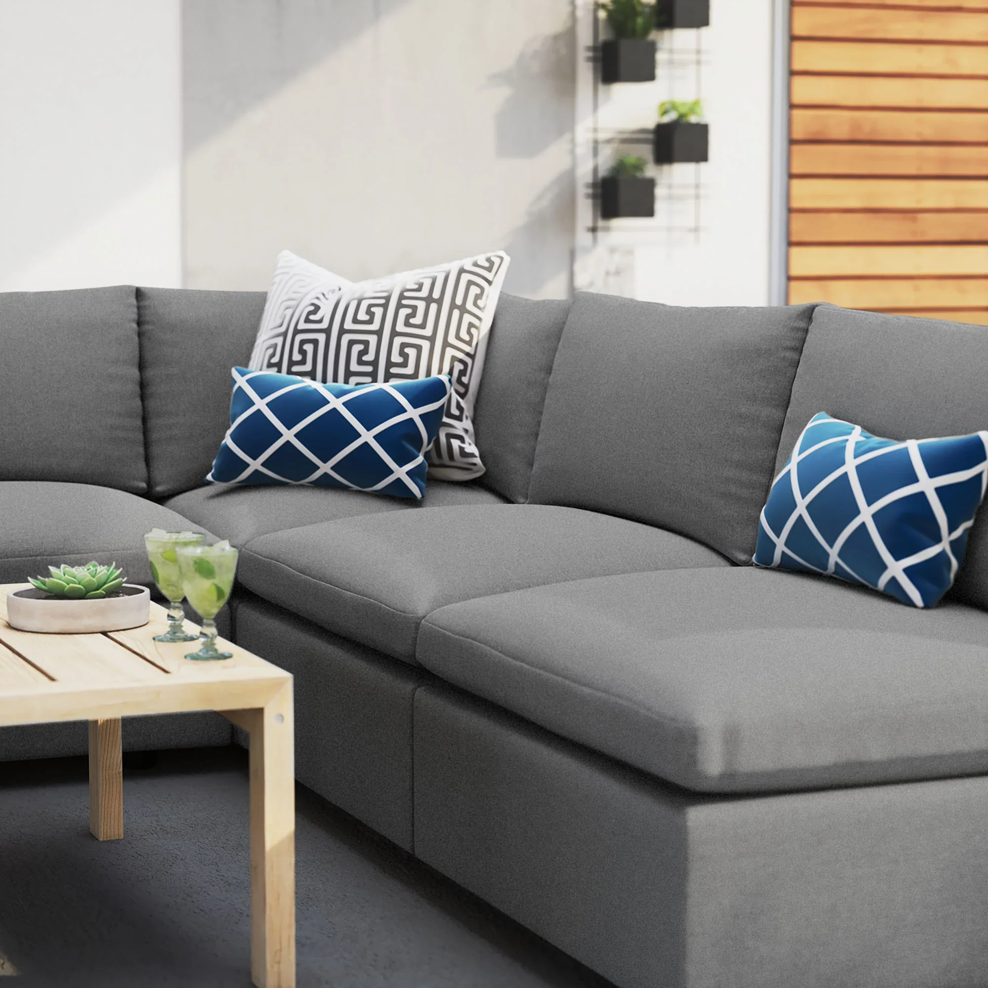 Commix 5-Piece Sunbrella® Outdoor Patio Sectional Sofa - Image 13