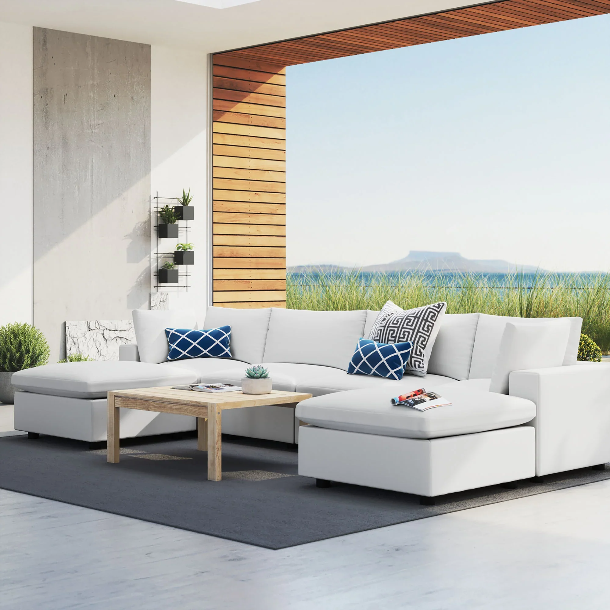 Commix 6-Piece Sunbrella® Outdoor Patio Sectional Sofa in White - Image 2