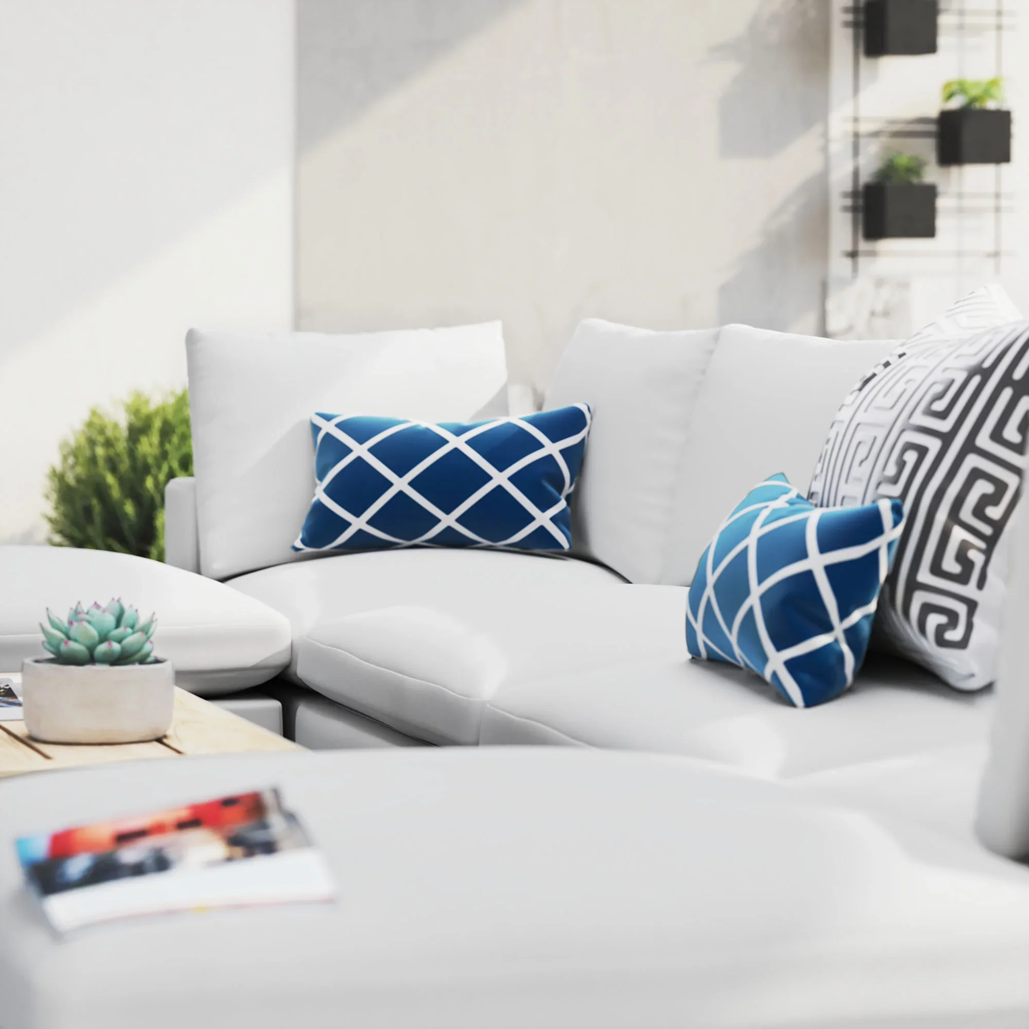Commix 6-Piece Sunbrella® Outdoor Patio Sectional Sofa in White - Image 3