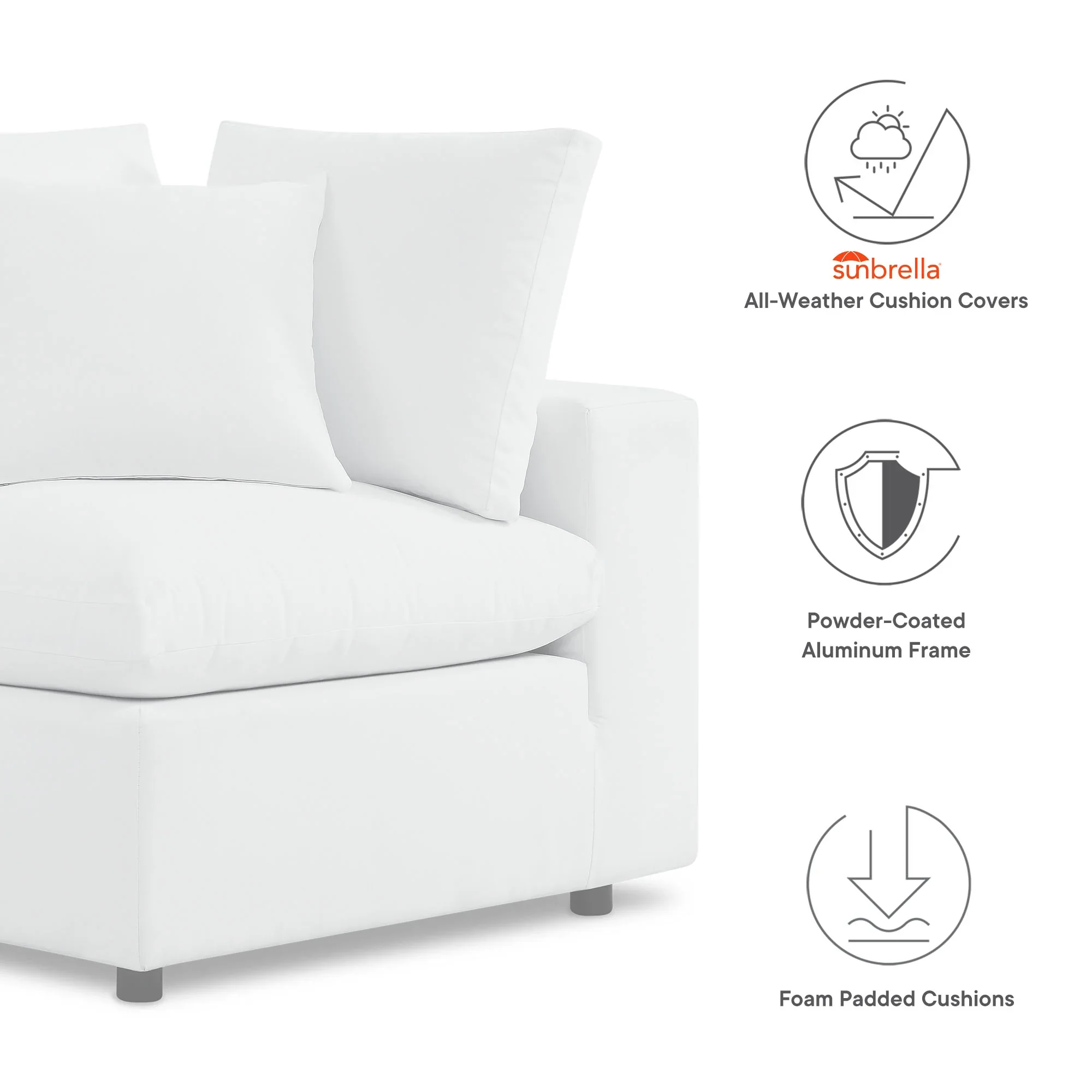 Commix 6-Piece Sunbrella® Outdoor Patio Sectional Sofa in White - Image 4