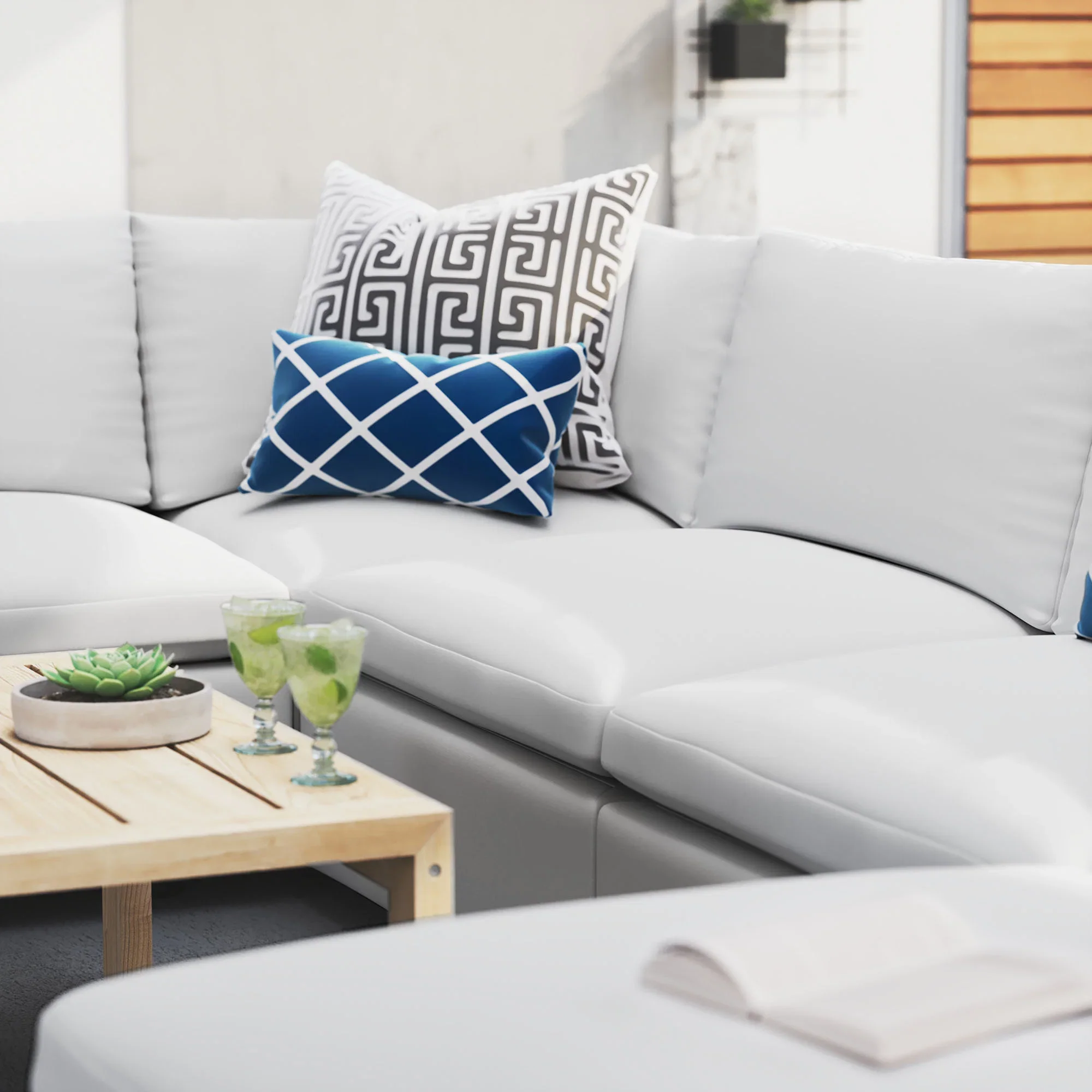 Commix 7-Piece Sunbrella® Outdoor Patio Sectional Sofa in White - Image 3